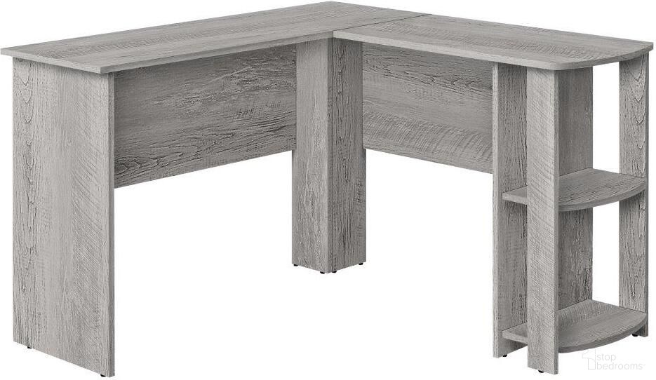 The appearance of Industrial Grey L-Shaped Corner Computer Desk With 2 Shelves designed by Monarch Specialties in the modern / contemporary interior design. This grey piece of furniture was selected by 1StopBedrooms from to add a touch of cosiness and style into your home. Sku: I 7720. Material: Laminate.