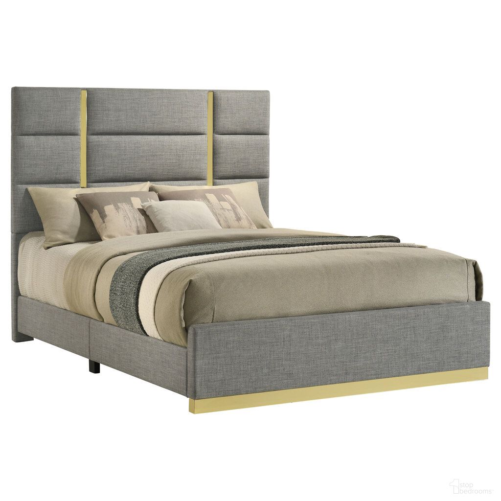 Ines 52-Inch Fabric Upholstered Eastern King Panel Bed In Grey