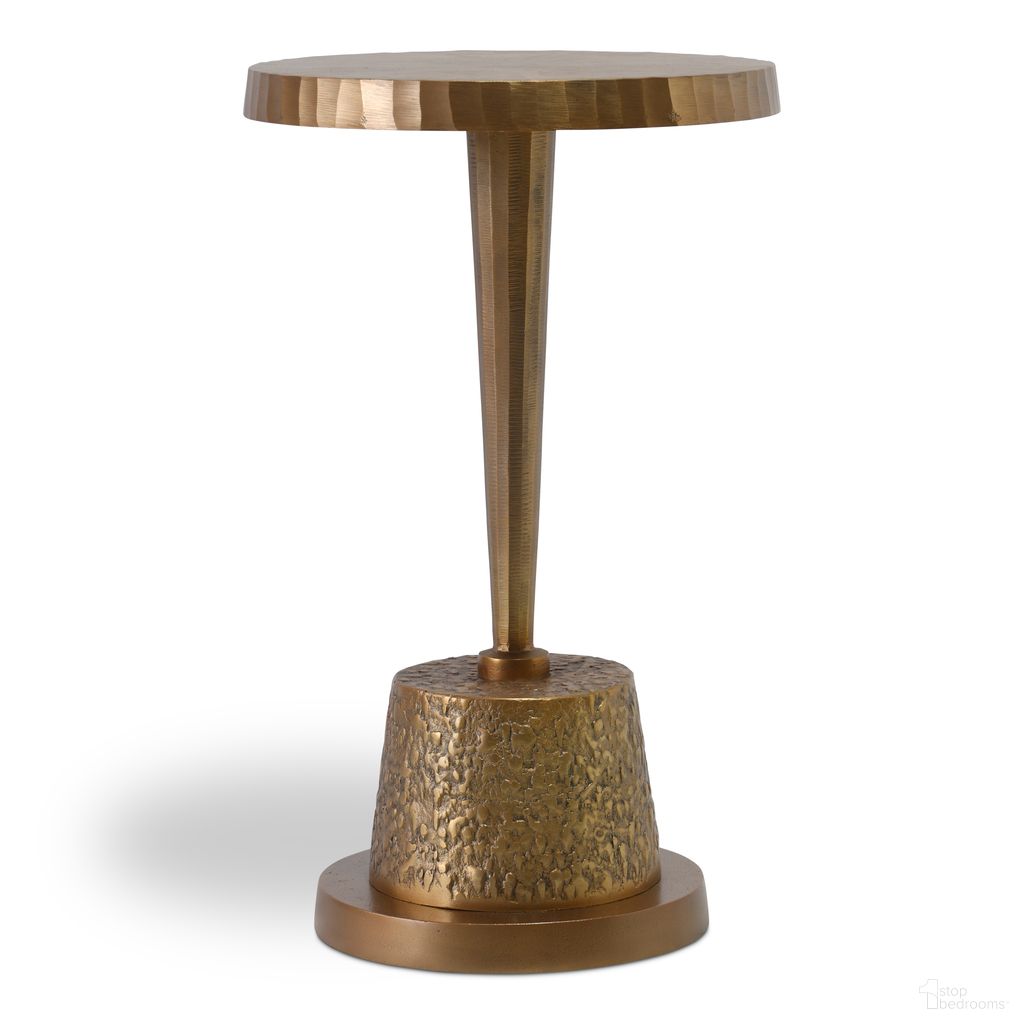 The appearance of Ines End Table In Antique Brass designed by Urbia in the modern / contemporary interior design. This antique brass piece of furniture  was selected by 1StopBedrooms from Elements Collection to add a touch of cosiness and style into your home. Sku: IJ-INES-ET-AB. Material: Aluminum.