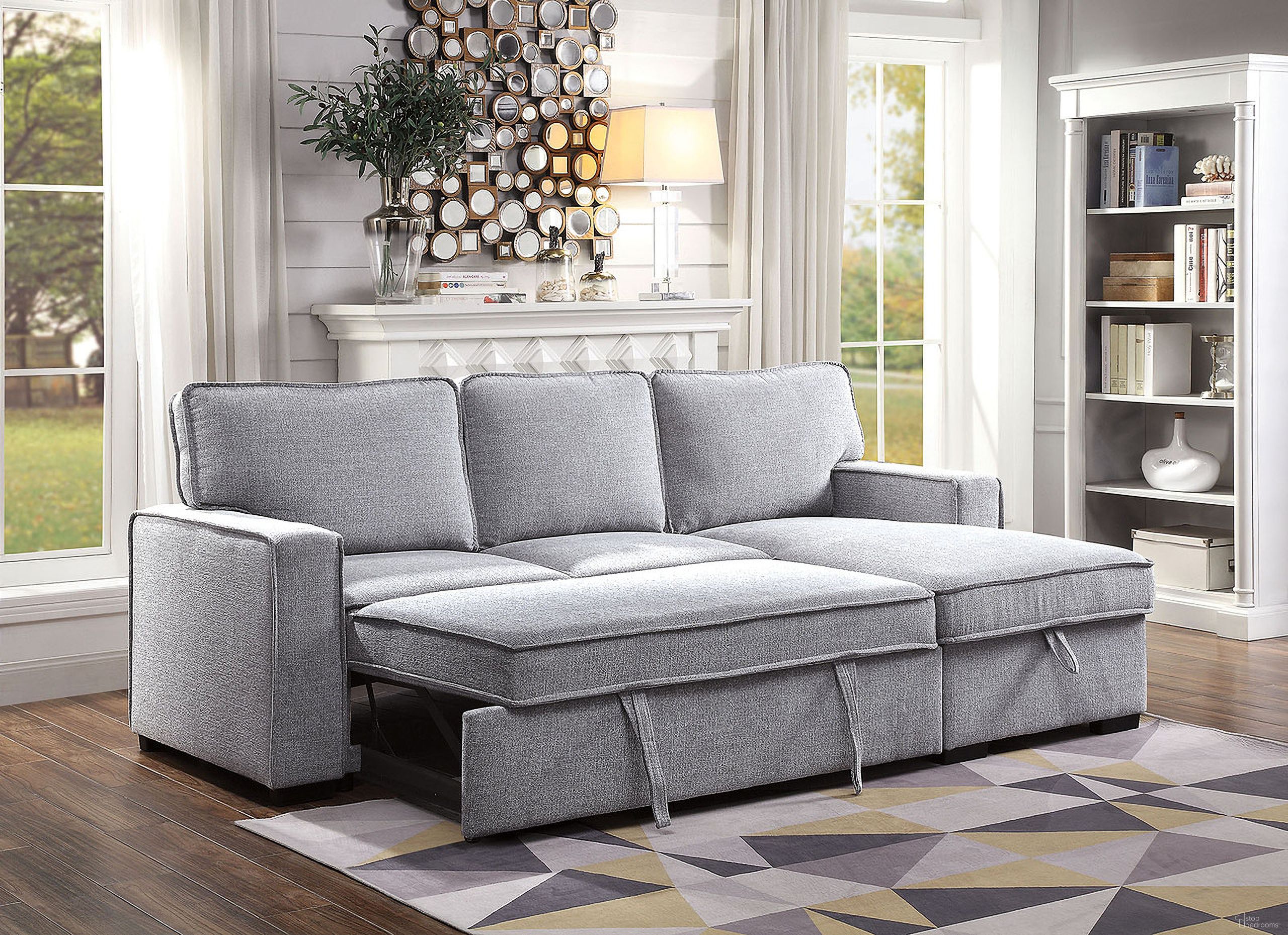 The appearance of Ines Sectional In Gray designed by Furniture of America in the modern / contemporary interior design. This gray piece of furniture was selected by 1StopBedrooms from Ines Collection to add a touch of cosiness and style into your home. Sku: CM6964-1;CM6964-2. Material: Linen. Layout: Free Form.
