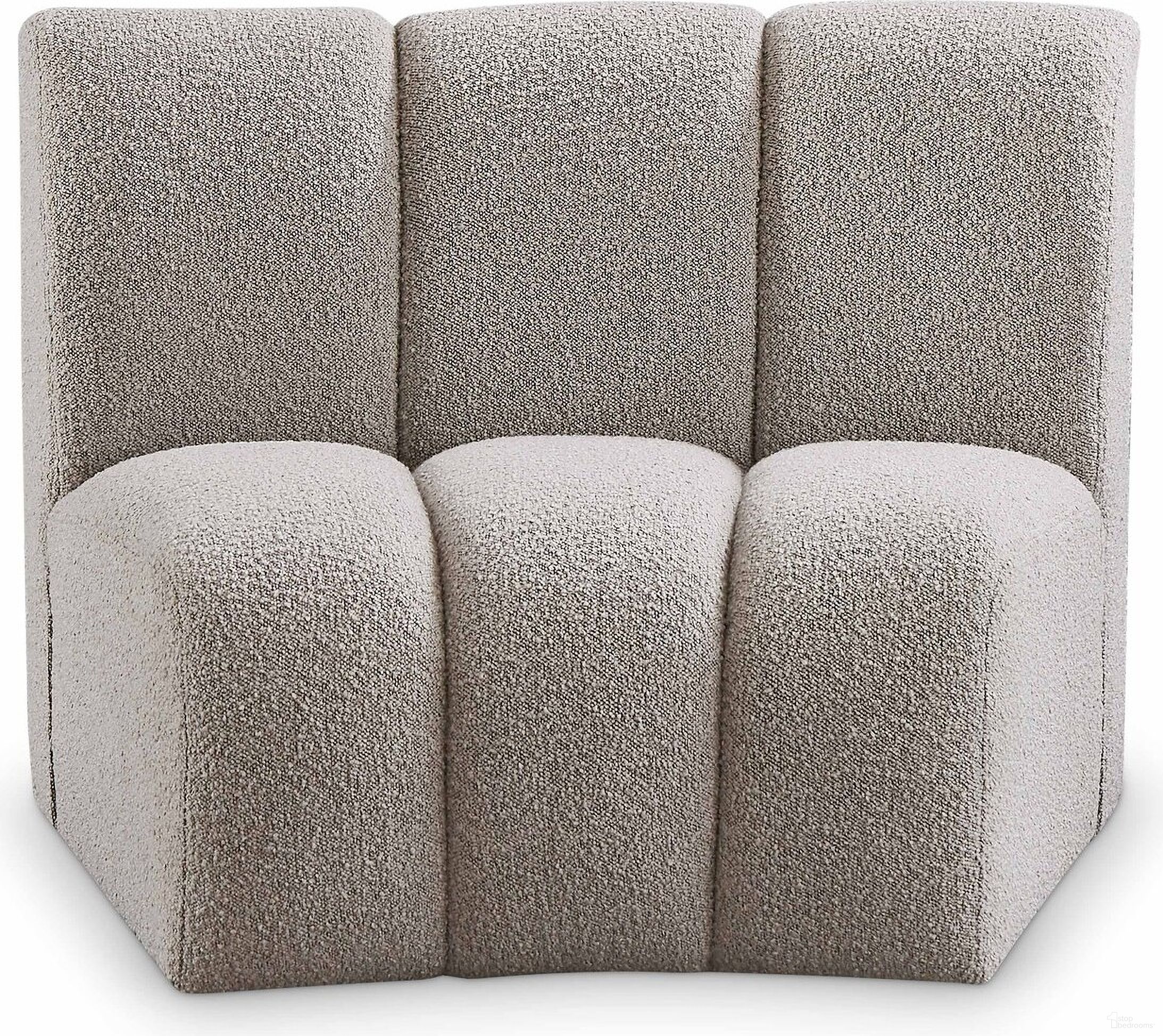 The appearance of Infinity Boucle Fabric Modular Chair In Taupe designed by Meridian in the modern / contemporary interior design. This taupe piece of furniture was selected by 1StopBedrooms from Infinity Collection to add a touch of cosiness and style into your home. Sku: 643Taupe-C. Material: Boucle.
