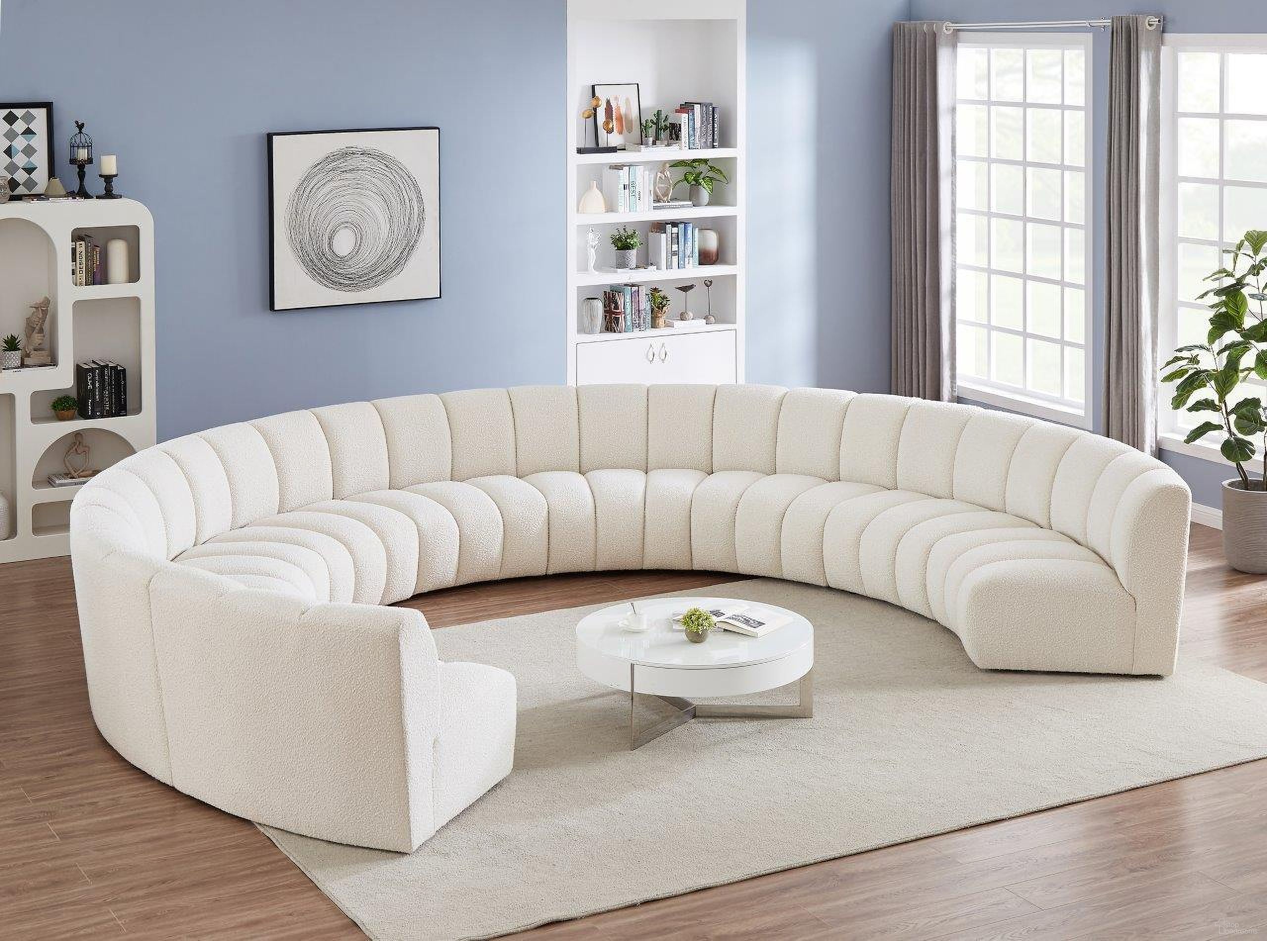 Infinity 9-Piece Boucle Fabric Modular Sectional In Cream