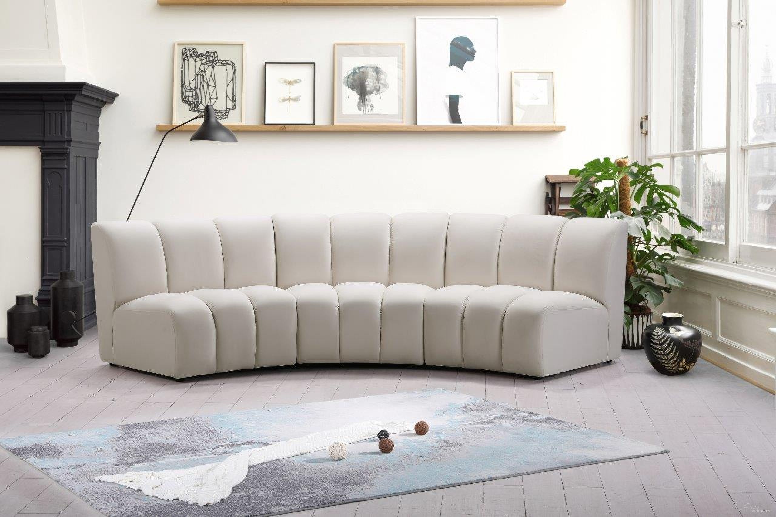 Infinity 3-Piece Velvet Modular Sectional In Cream