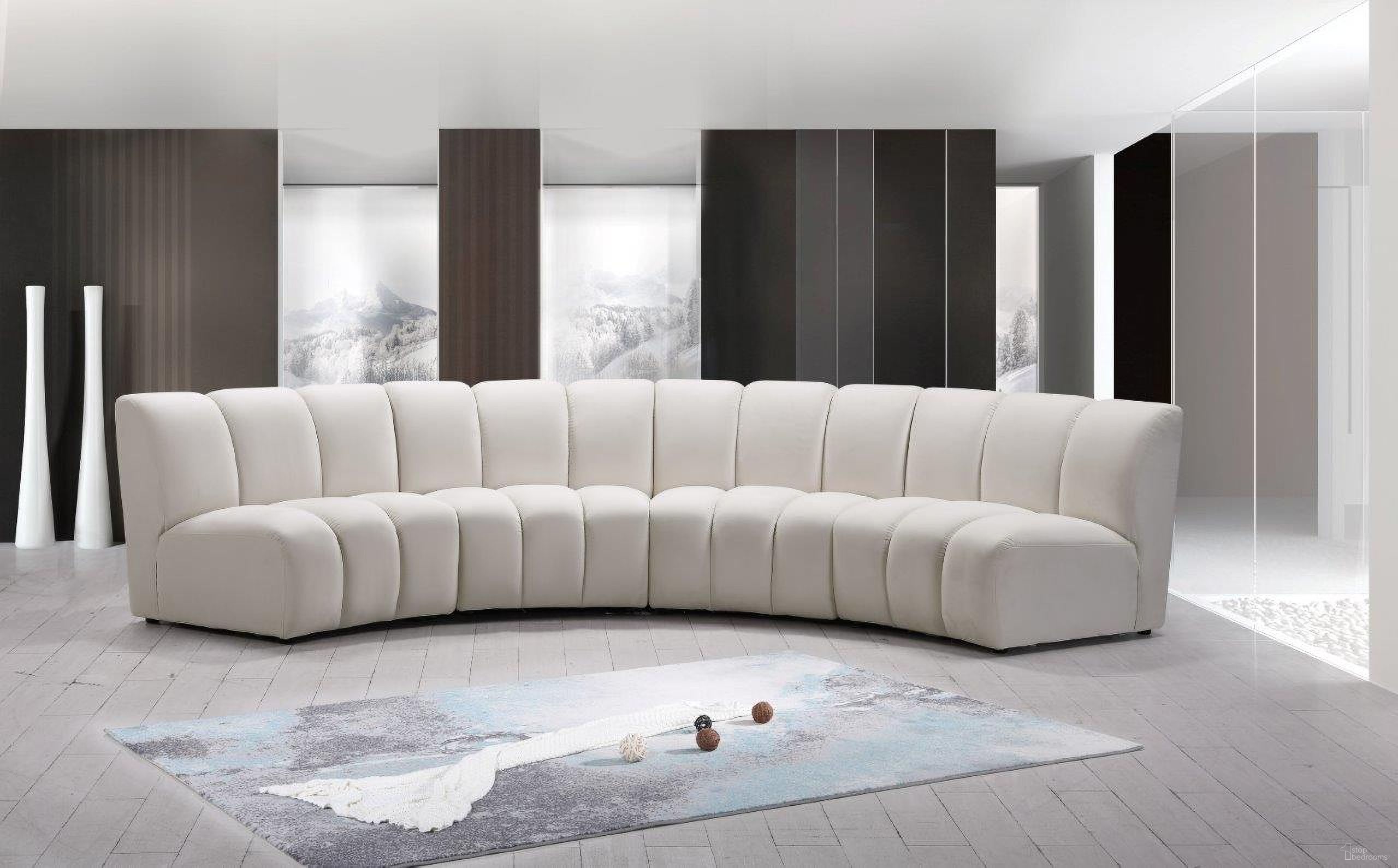Infinity 4-Piece Velvet Modular Sectional In Cream