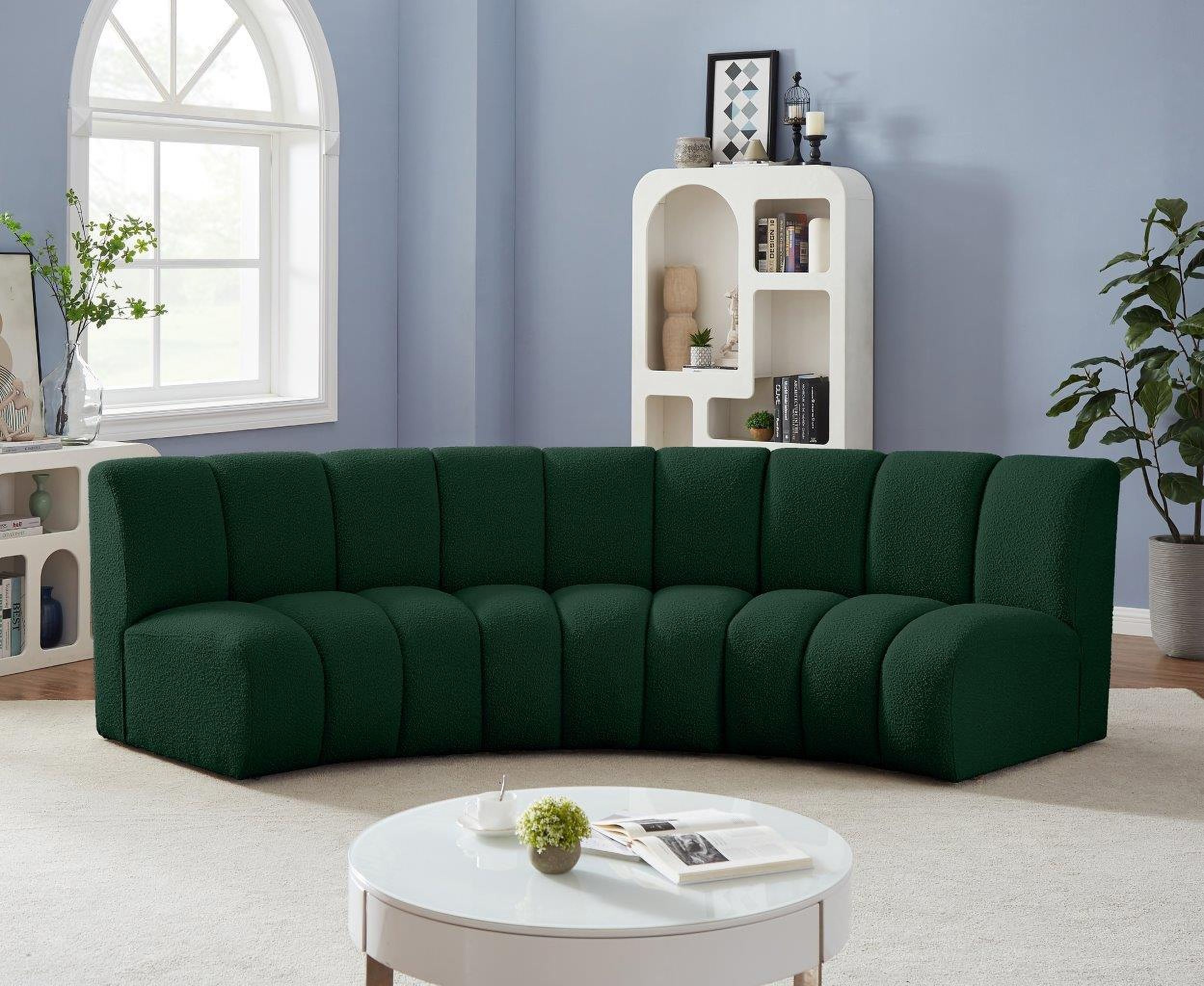 Infinity 3-Piece Boucle Fabric Modular Sectional In Green