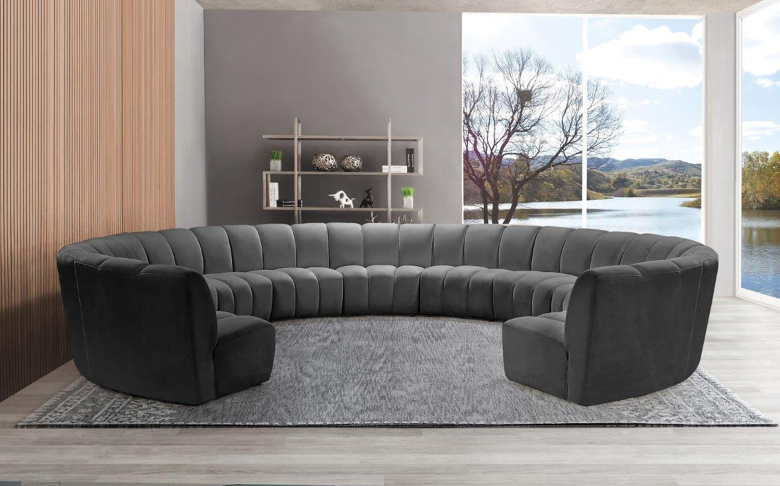 Infinity 11-Piece Velvet Modular Sectional In Grey