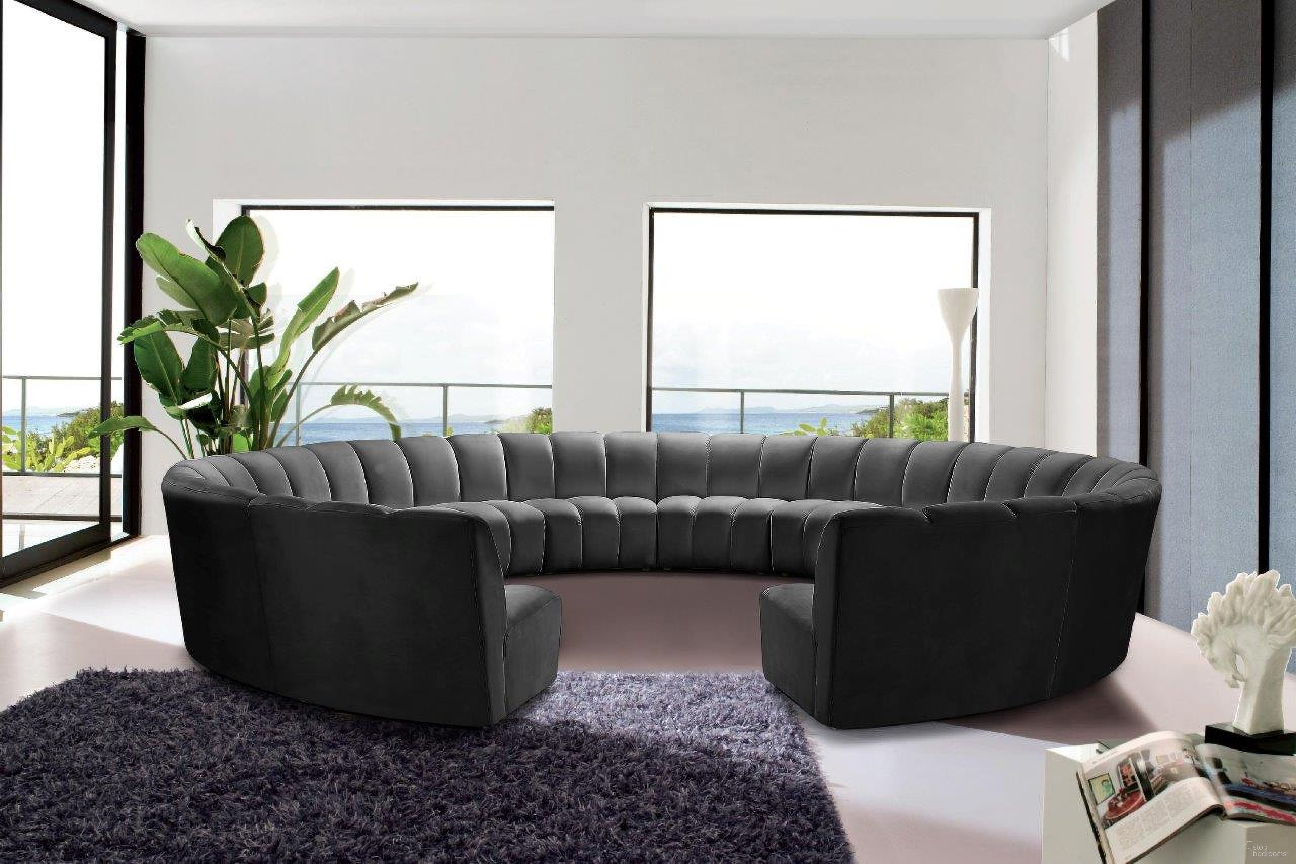 Infinity 12-Piece Velvet Modular Sectional In Grey