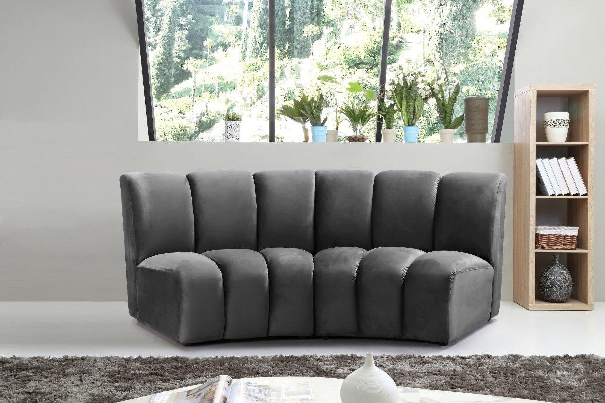 Infinity 2-Piece Velvet Modular Sectional In Grey