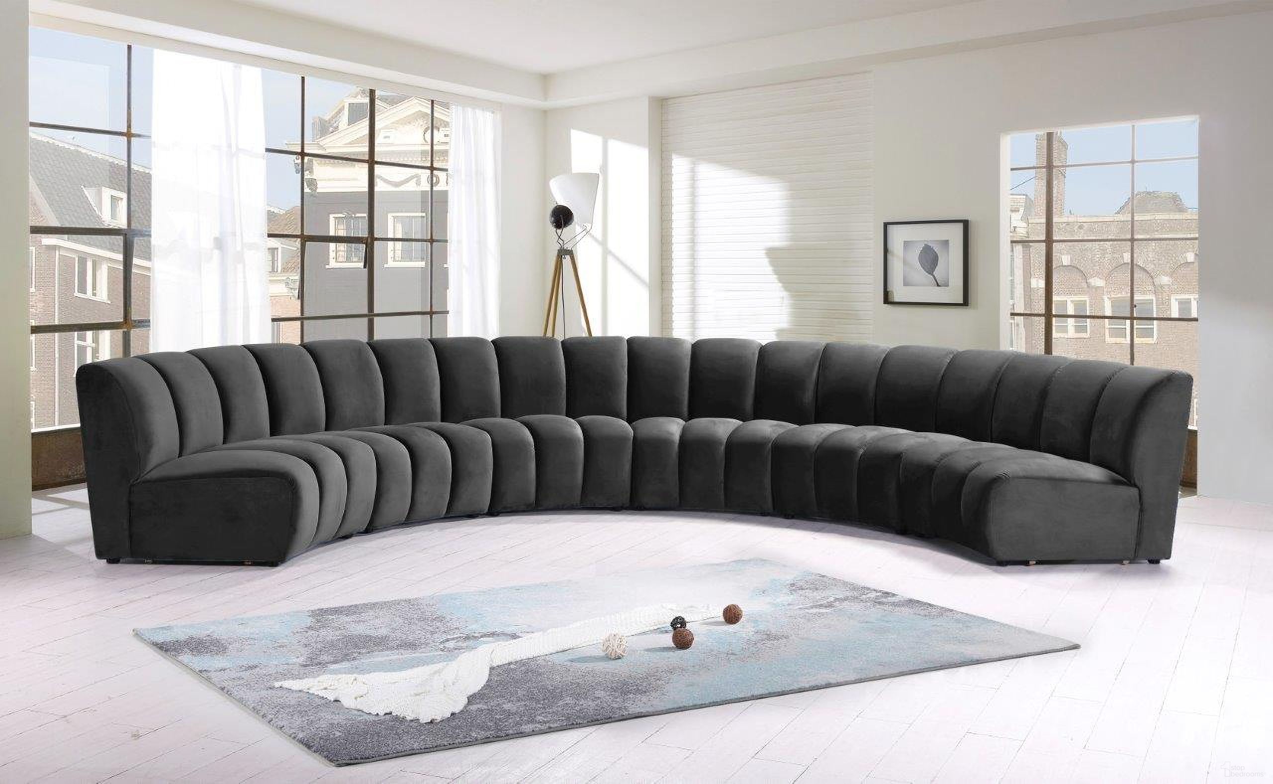 Infinity 6-Piece Velvet Modular Sectional In Grey
