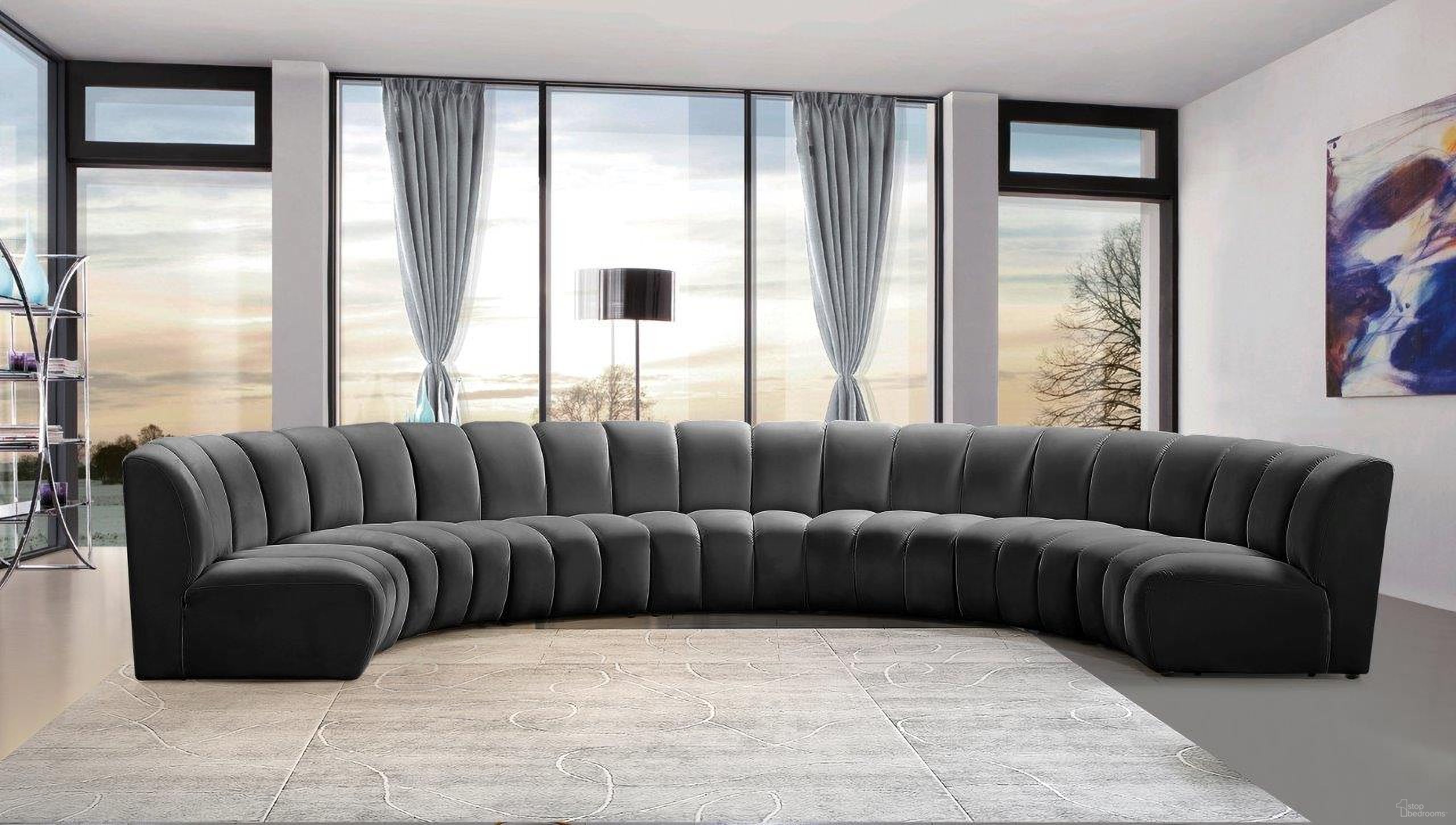 Infinity 7-Piece Velvet Modular Sectional In Grey