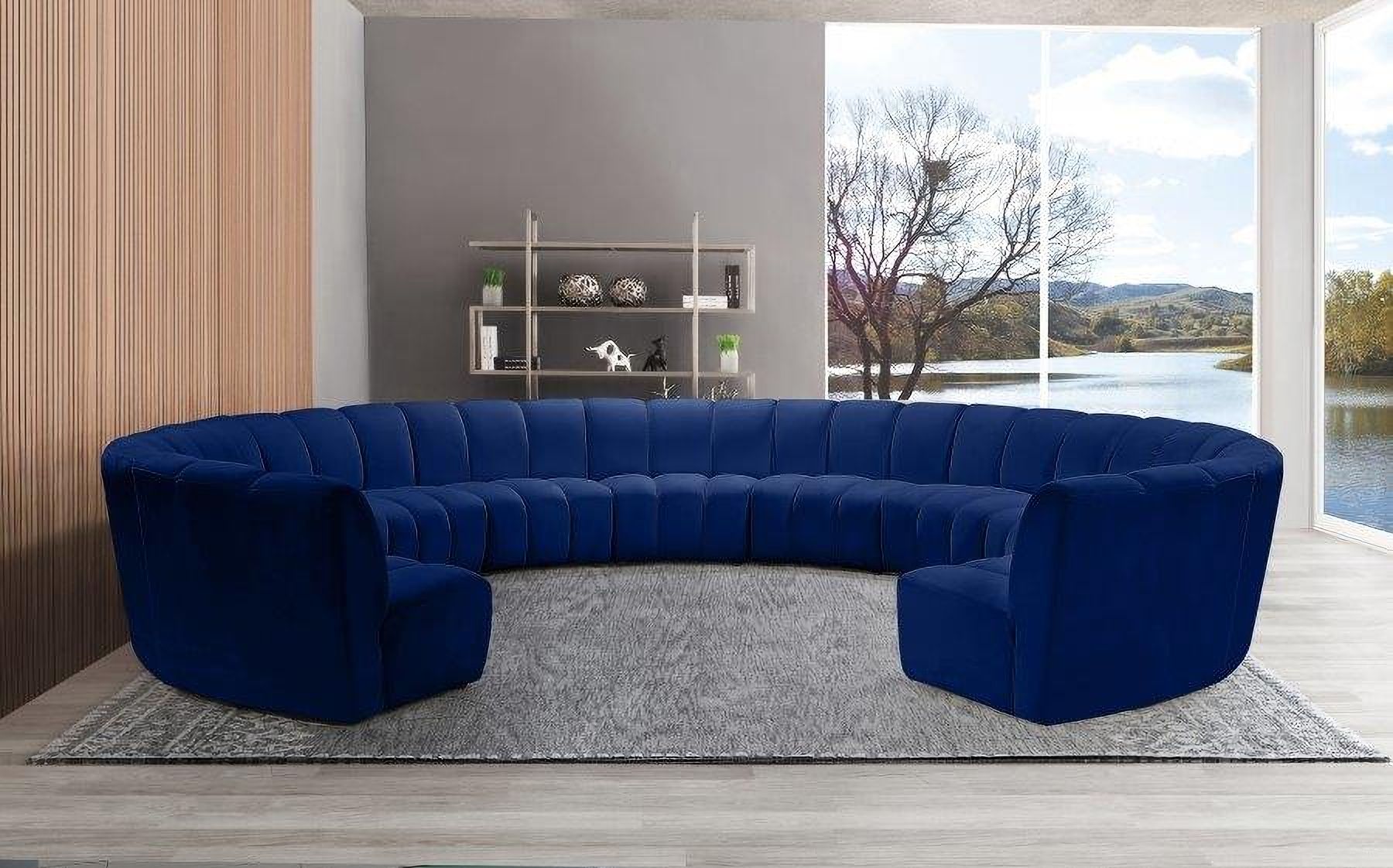 The appearance of Infinity 11-Piece Velvet Modular Sectional In Navy designed by Meridian in the modern / contemporary interior design. This navy piece of furniture was selected by 1StopBedrooms from Infinity Collection to add a touch of cosiness and style into your home. Sku: 638Navy-C;638Navy-C;638Navy-C;638Navy-C;638Navy-C;638Navy-C;638Navy-C;638Navy-C;638Navy-C;638Navy-C;638Navy-C. Material: Velvet. Layout: Curved.