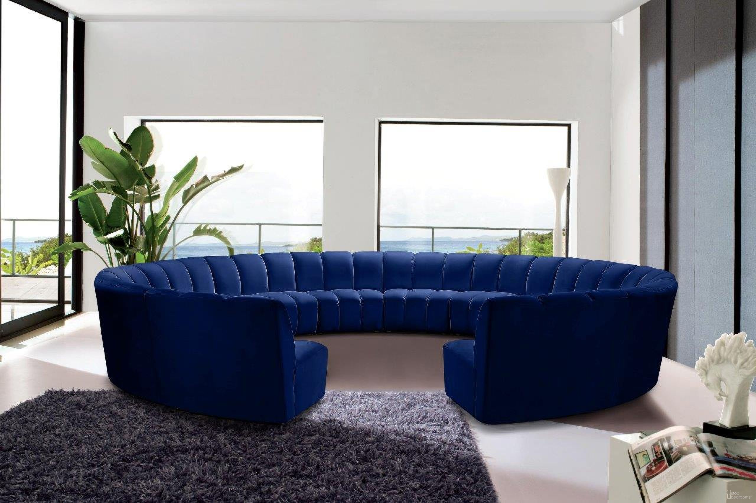 The appearance of Infinity 12-Piece Velvet Modular Sectional In Navy designed by Meridian in the modern / contemporary interior design. This navy piece of furniture  was selected by 1StopBedrooms from Infinity Collection to add a touch of cosiness and style into your home. Sku: 638Navy-C;638Navy-C;638Navy-C;638Navy-C;638Navy-C;638Navy-C;638Navy-C;638Navy-C;638Navy-C;638Navy-C;638Navy-C;638Navy-C. Material: Velvet. Layout: Curved.