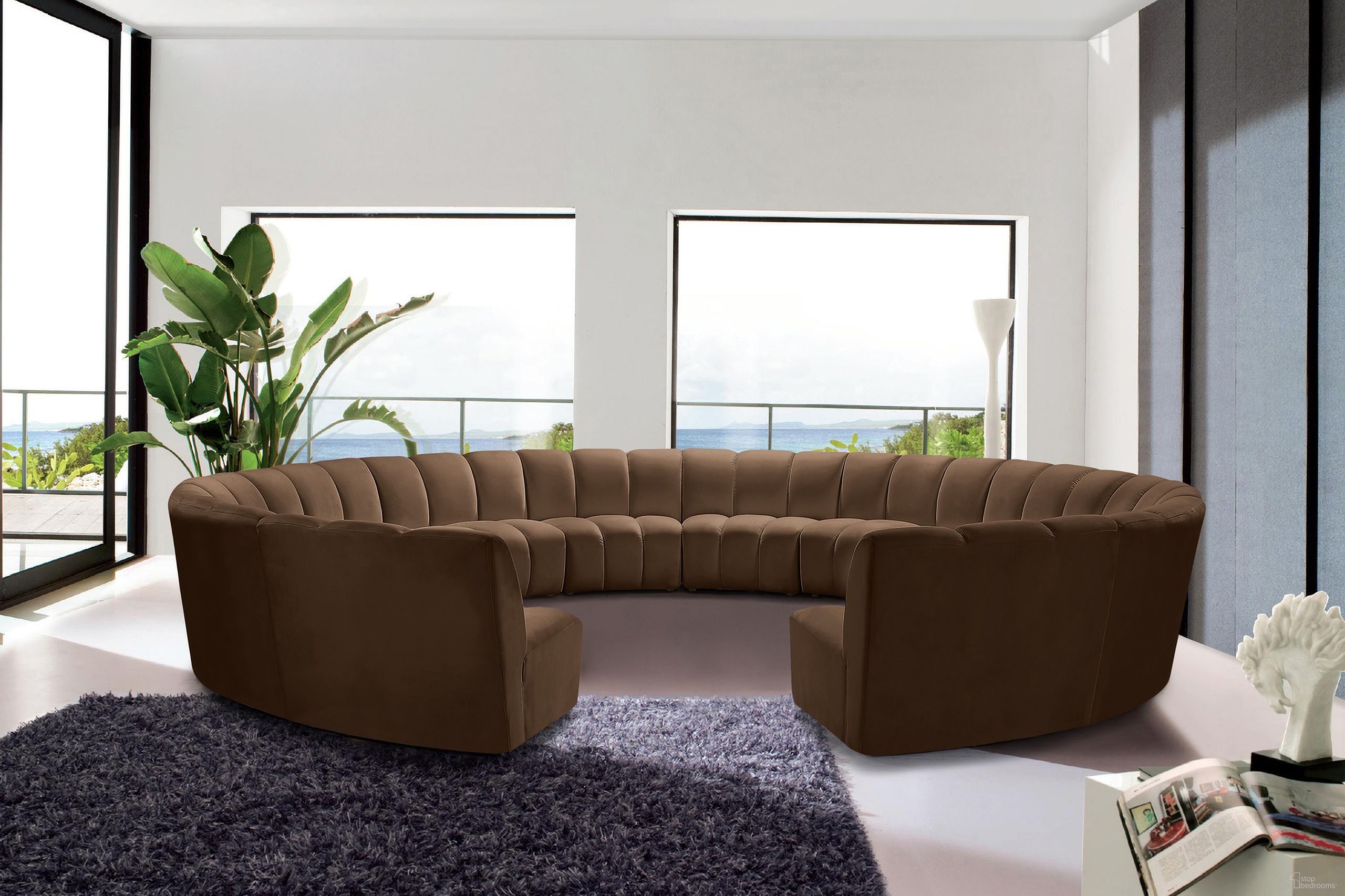 The appearance of Infinity Velvet 12 Piece Modular Sectional In Brown designed by Meridian in the modern / contemporary interior design. This brown velvet piece of furniture  was selected by 1StopBedrooms from Infinity Collection to add a touch of cosiness and style into your home. Sku: 638Brown-C;638Brown-C;638Brown-C;638Brown-C;638Brown-C;638Brown-C;638Brown-C;638Brown-C;638Brown-C;638Brown-C;638Brown-C;638Brown-C. Material: Velvet.