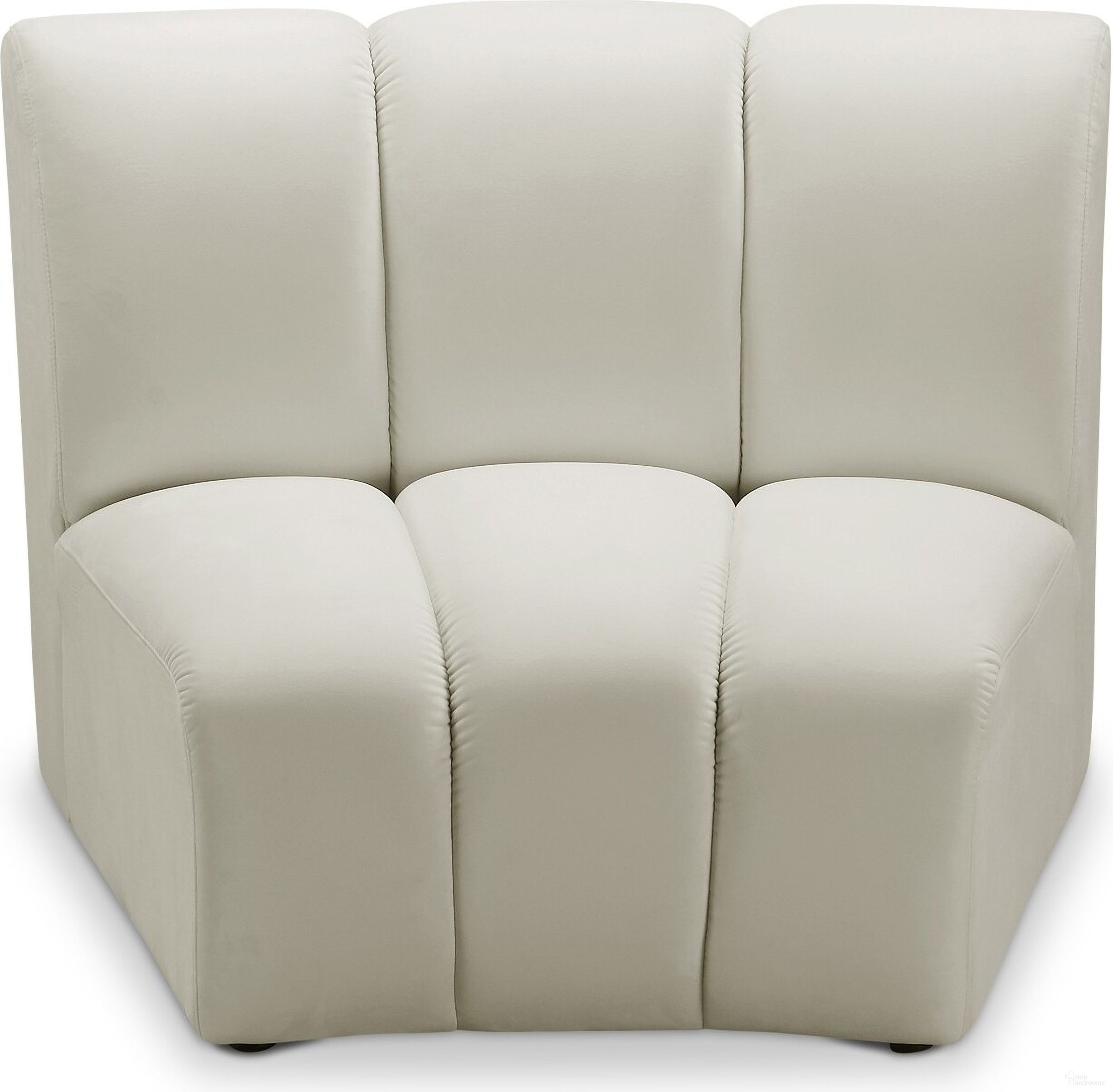 The appearance of Infinity Velvet Modular Chair In Cream designed by Meridian in the modern / contemporary interior design. This cream velvet piece of furniture was selected by 1StopBedrooms from Infinity Collection to add a touch of cosiness and style into your home. Sku: 638Cream-C. Material: Velvet.