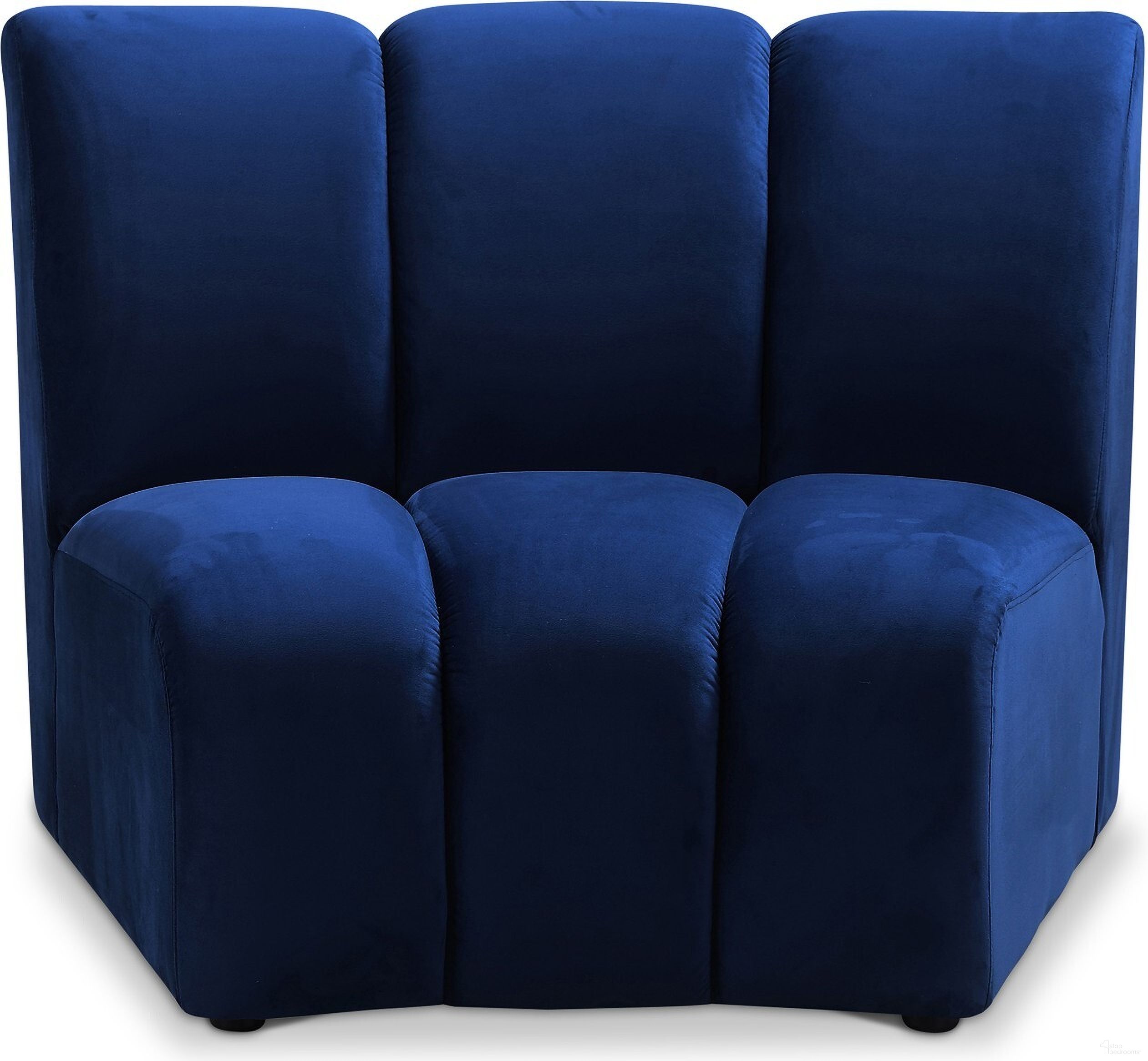The appearance of Infinity Velvet Modular Chair In Navy designed by Meridian in the modern / contemporary interior design. This navy piece of furniture was selected by 1StopBedrooms from Infinity Collection to add a touch of cosiness and style into your home. Sku: 638Navy-C. Material: Velvet.