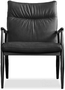 The appearance of Inga Lounge Chair Black Rubberwood Frame In Caviar Black Sauvage designed by Mobital in the  interior design. This caviar black sauvage piece of furniture  was selected by 1StopBedrooms from Inga Collection to add a touch of cosiness and style into your home. Sku: LAR-INGA-BLAC-BLACW. Material: Leather.