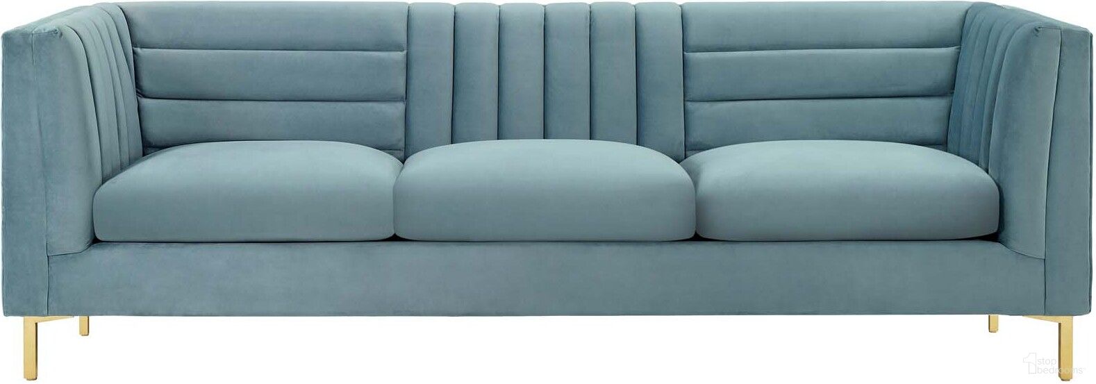 Ingenuity Light Blue Channel Tufted Performance Velvet Sofa EEI-3454-LBU