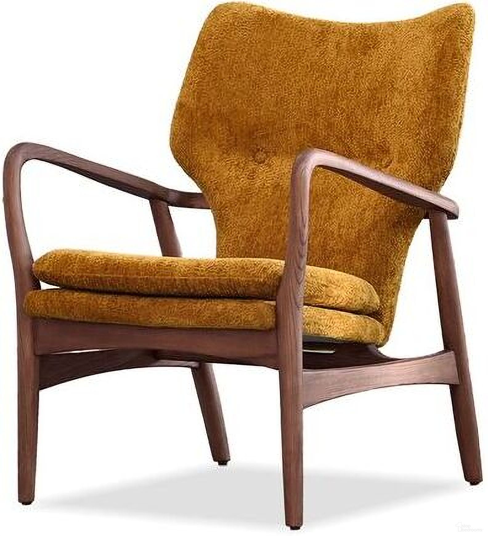 Ingrid Lounge Chair Ash Frame In Walnut Finish In Mona Gold