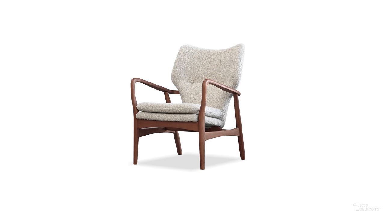The appearance of Ingrid Lounge Chair Ash Frame In Walnut Finish In Ostrich designed by Mobital in the modern / contemporary interior design. This ostrich piece of furniture  was selected by 1StopBedrooms from Ingrid Collection to add a touch of cosiness and style into your home. Sku: LCH-INGR-OSRI-ASHWA. Material: Foam.