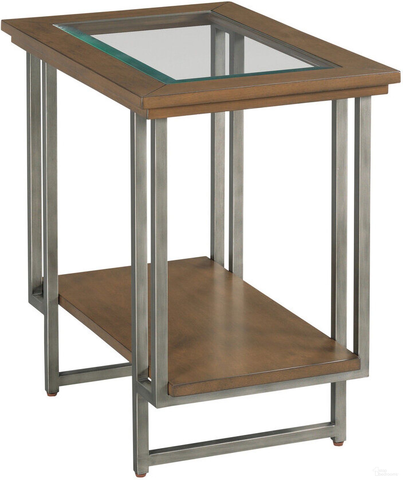 The appearance of Ingrid Rectangular Chairside Table In Bronze designed by Hammary in the modern / contemporary interior design. This bronze piece of furniture  was selected by 1StopBedrooms from Ingrid Collection to add a touch of cosiness and style into your home. Sku: 260-916. Material: Wood.