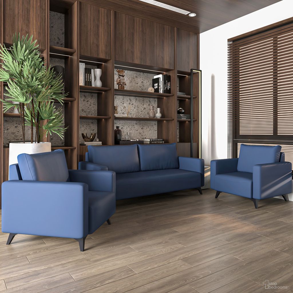 The appearance of Inno Living Room Set In Dark Blue designed by LeisureMod in the modern / contemporary interior design. This dark blue piece of furniture was selected by 1StopBedrooms from Inno Collection to add a touch of cosiness and style into your home. Sku: IS34-73DBU. Material: PU.