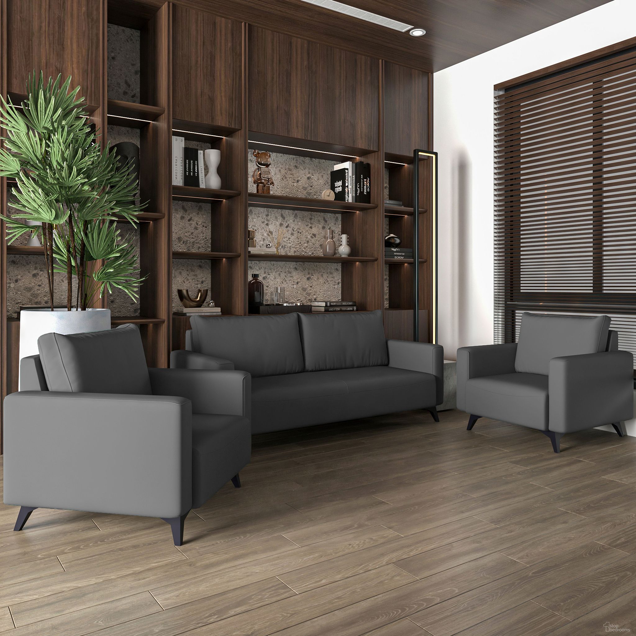 The appearance of Inno Living Room Set In Grey designed by LeisureMod in the modern / contemporary interior design. This grey piece of furniture  was selected by 1StopBedrooms from Inno Collection to add a touch of cosiness and style into your home. Sku: IS34-73GR. Material: PU.