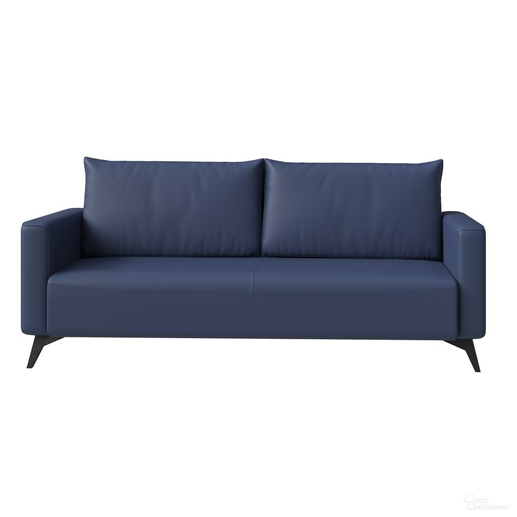 The appearance of Inno Three Seater Sofa In Dark Blue designed by LeisureMod in the modern / contemporary interior design. This dark blue piece of furniture was selected by 1StopBedrooms from Inno Collection to add a touch of cosiness and style into your home. Sku: IS73DBU. Material: PU.