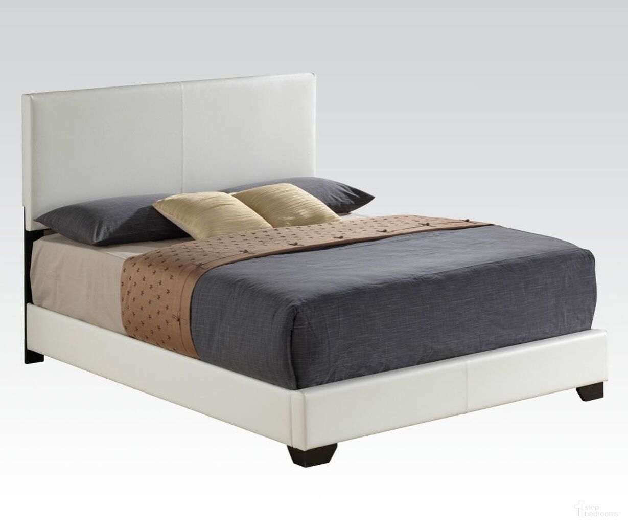 The appearance of Ireland III Full Bed In White Synthetic Leather designed by ACME in the transitional interior design. This white piece of furniture  was selected by 1StopBedrooms from Ireland Iii Collection to add a touch of cosiness and style into your home. Sku: 14395F-HB;14396F-FR. Bed Type: Panel Bed. Bed Size: Full. Material: Upholstery.