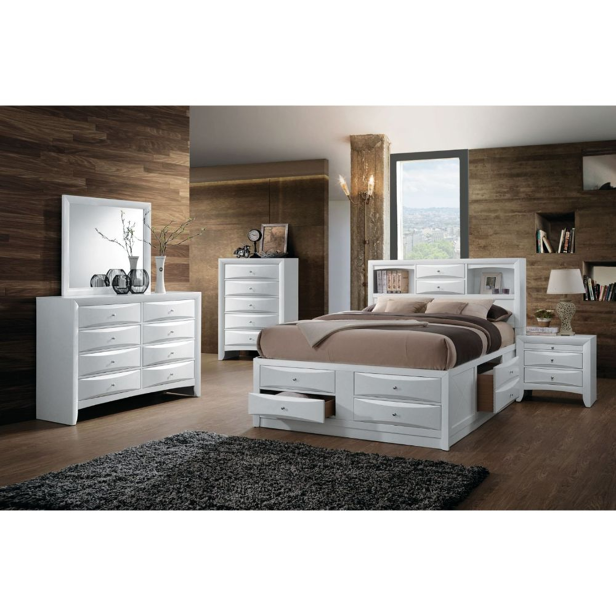 Ireland White Queen Bookcase Storage Bed by ACME | 1StopBedrooms