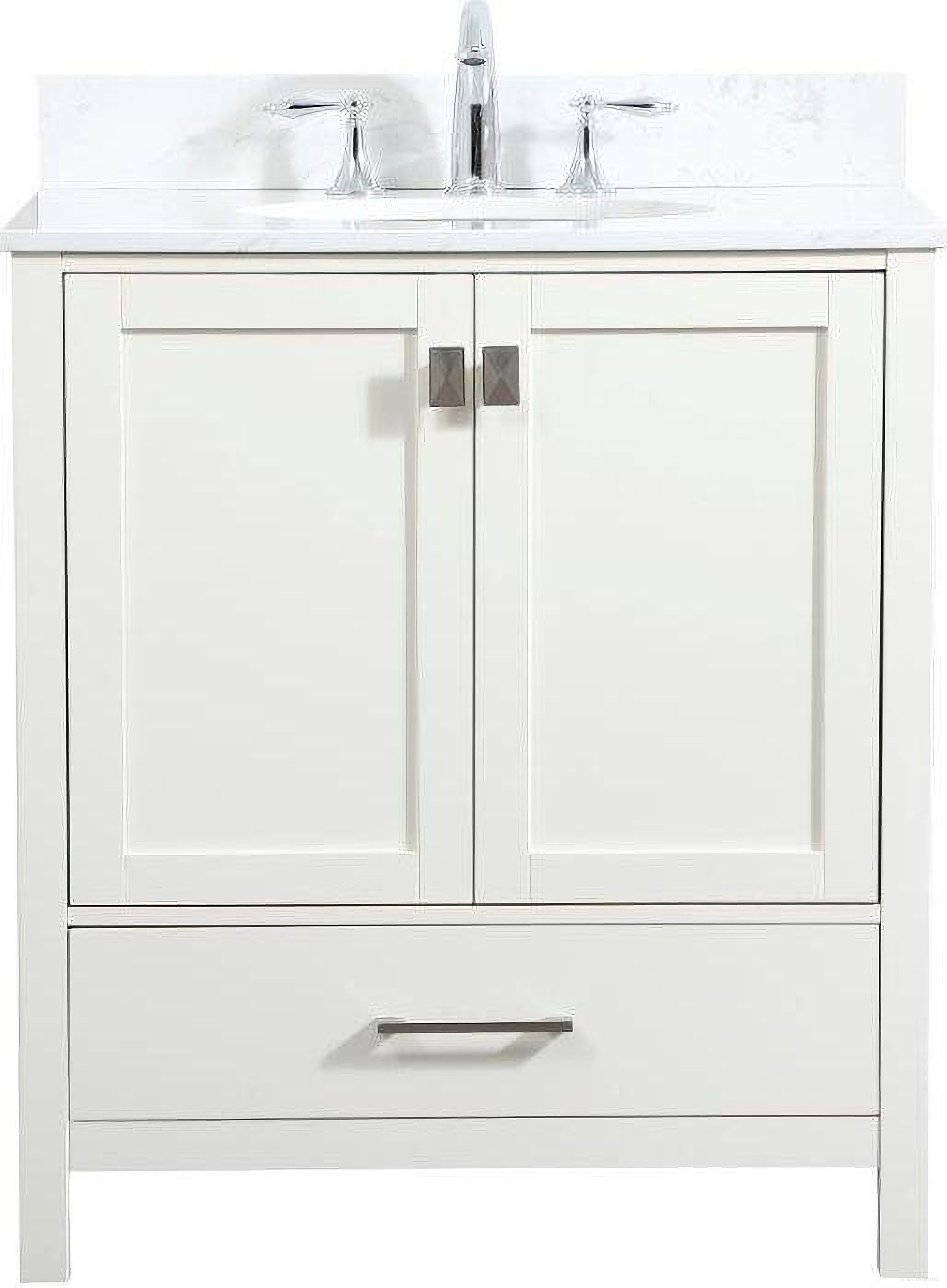 The appearance of Irene 30 Inch Single Bathroom Vanity In White With Backsplash designed by Elegant Lighting in the modern / contemporary interior design. This white piece of furniture  was selected by 1StopBedrooms from Irene Collection to add a touch of cosiness and style into your home. Sku: VF18830WH-BS. Material: MDF.