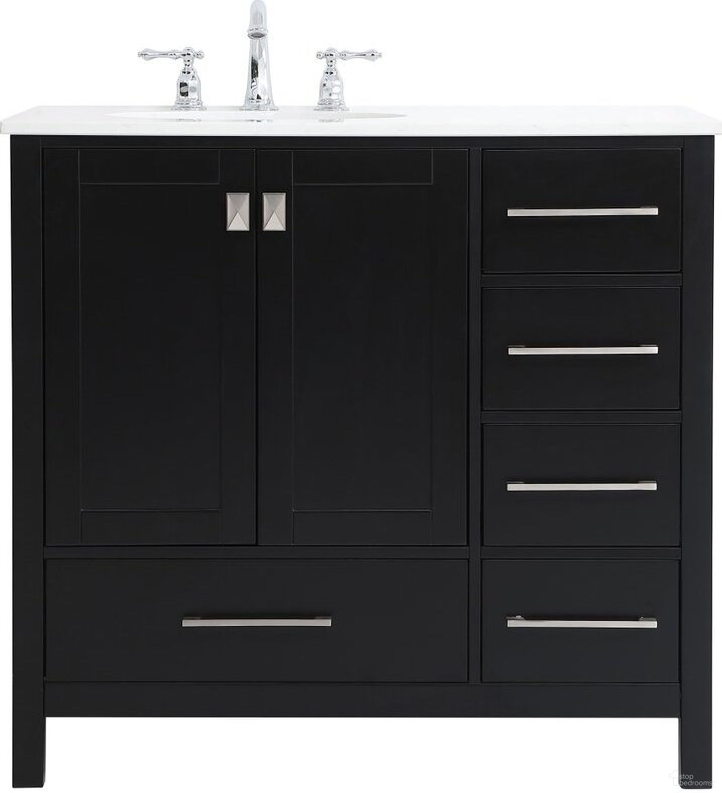 The appearance of Irene 36 Inch Single Bathroom Vanity In Black designed by Elegant Lighting in the traditional interior design. This black piece of furniture was selected by 1StopBedrooms from Irene Collection to add a touch of cosiness and style into your home. Sku: VF18836BK. Material: Wood.