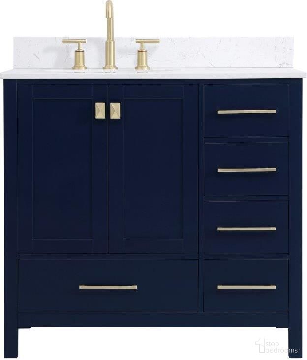 The appearance of Irene 36 Inch Single Bathroom Vanity In Blue With Backsplash designed by Elegant Lighting in the traditional interior design. This blue piece of furniture was selected by 1StopBedrooms from Irene Collection to add a touch of cosiness and style into your home. Sku: VF18836BL-BS. Material: Wood.