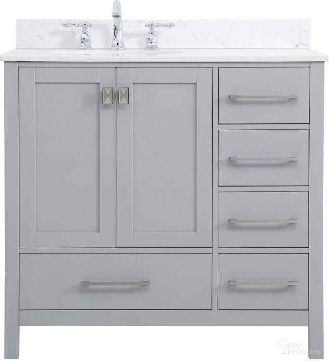 The appearance of Irene 36 Inch Single Bathroom Vanity In Gray With Backsplash designed by Elegant Lighting in the traditional interior design. This gray piece of furniture was selected by 1StopBedrooms from Irene Collection to add a touch of cosiness and style into your home. Sku: VF18836GR-BS. Material: Wood.