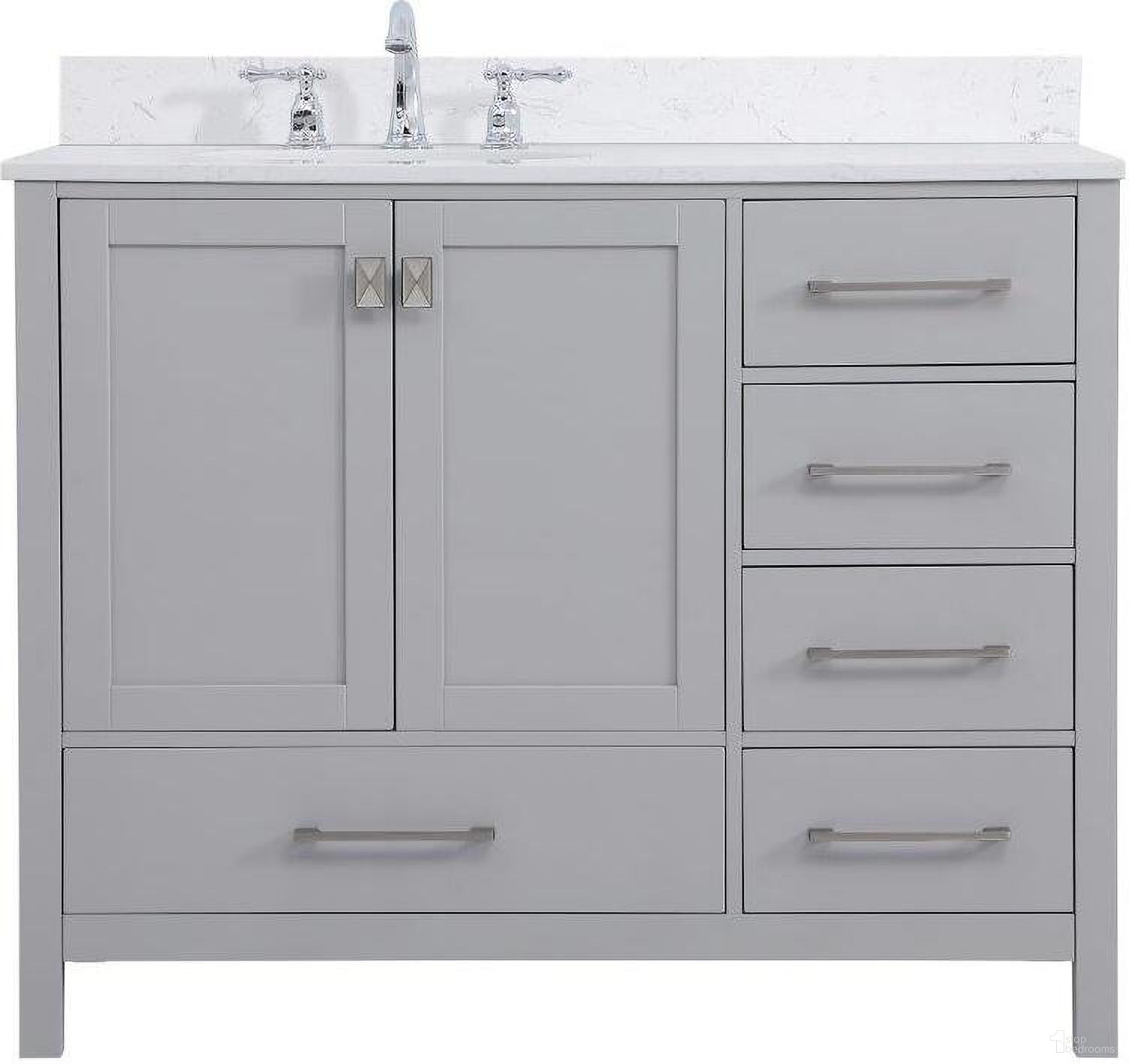 The appearance of Irene 42 Inch Single Bathroom Vanity In Gray With Backsplash designed by Elegant Lighting in the traditional interior design. This gray piece of furniture was selected by 1StopBedrooms from Irene Collection to add a touch of cosiness and style into your home. Sku: VF18842GR-BS. Material: Wood.