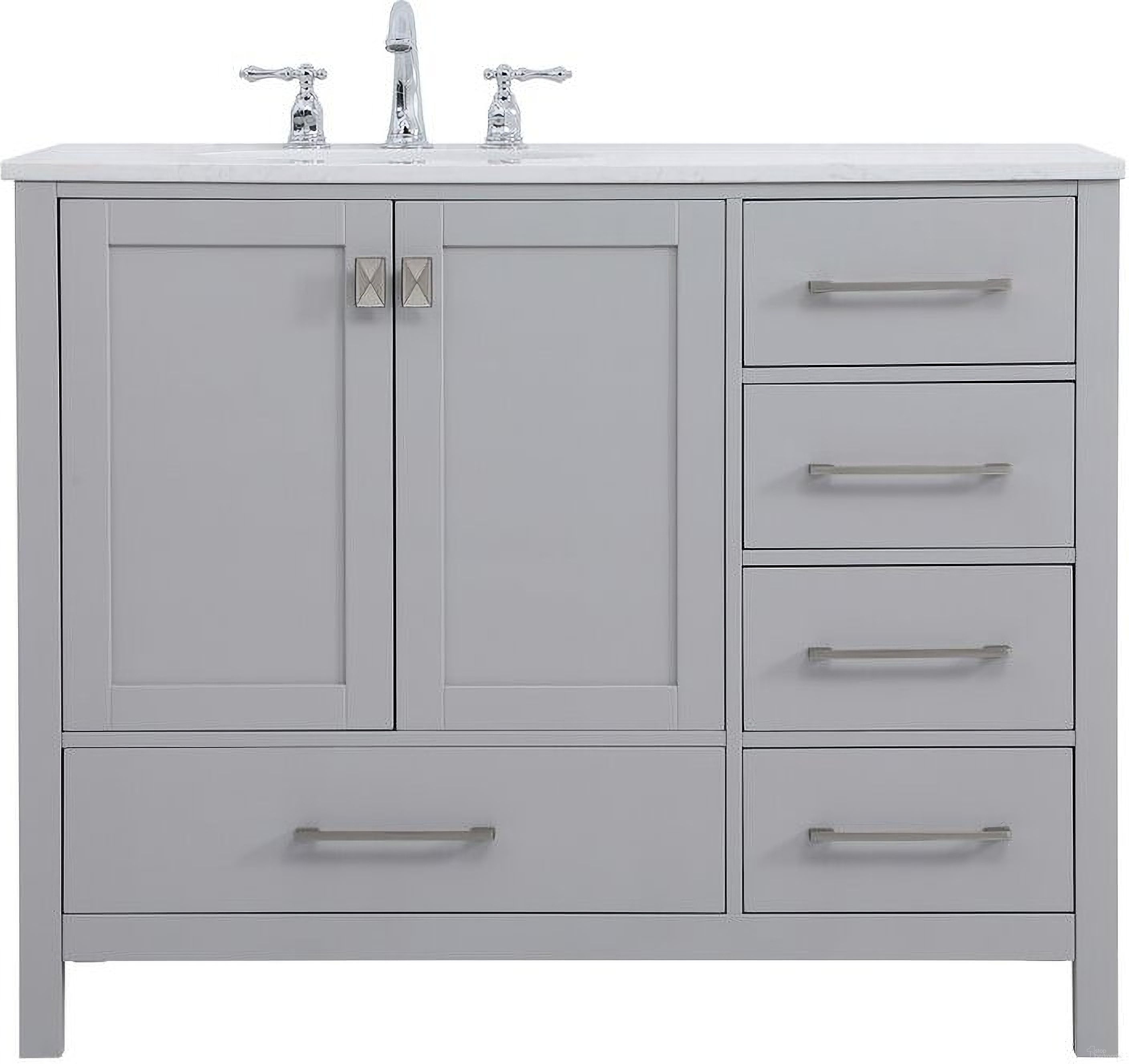 The appearance of Irene 42 Inch Single Bathroom Vanity In Gray designed by Elegant Lighting in the traditional interior design. This gray piece of furniture was selected by 1StopBedrooms from Irene Collection to add a touch of cosiness and style into your home. Sku: VF18842GR. Material: Wood.