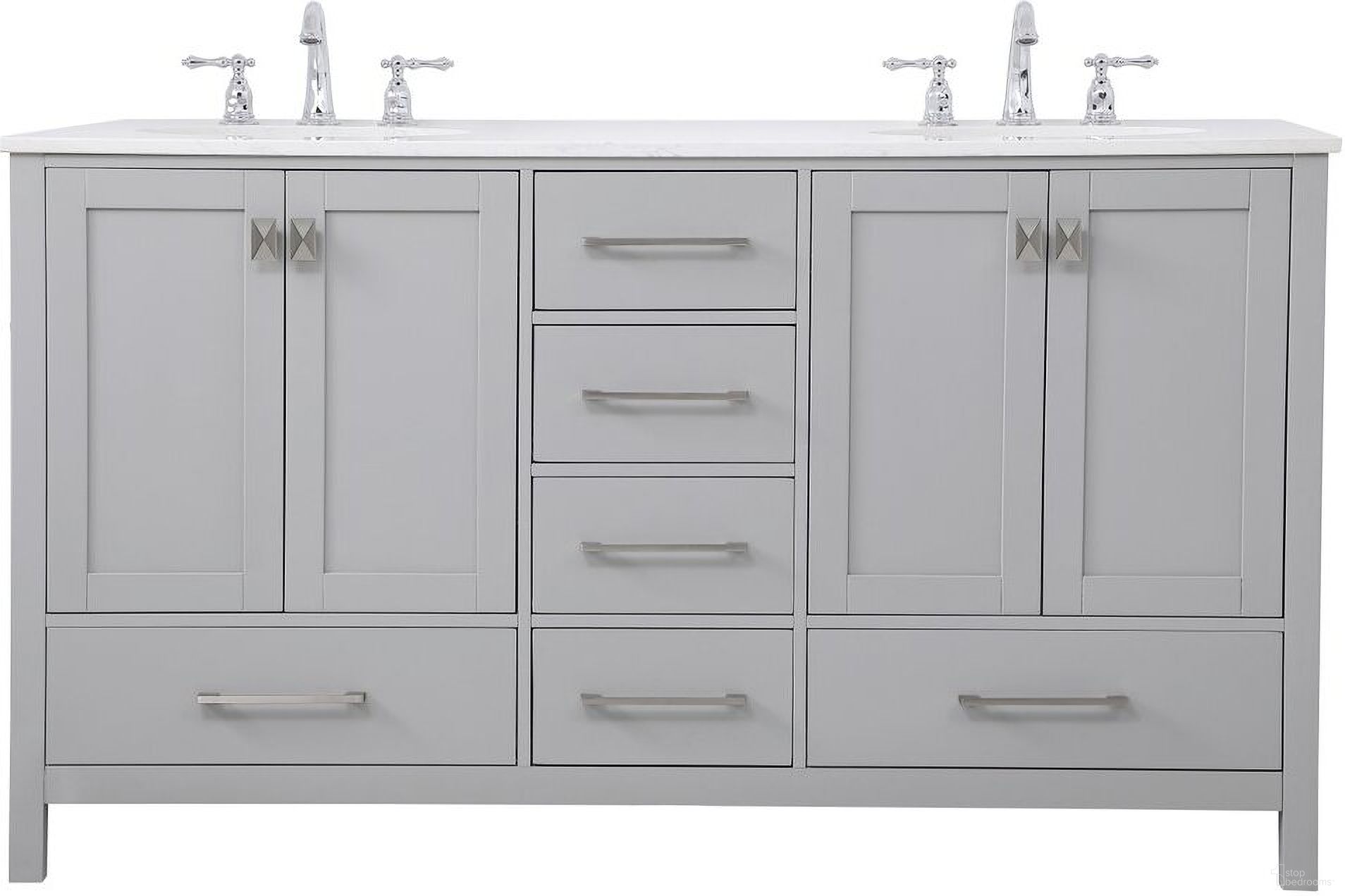 The appearance of Irene 60 Inch Double Bathroom Vanity In Gray designed by Elegant Lighting in the traditional interior design. This gray piece of furniture was selected by 1StopBedrooms from Irene Collection to add a touch of cosiness and style into your home. Sku: VF18860DGR. Material: Wood.