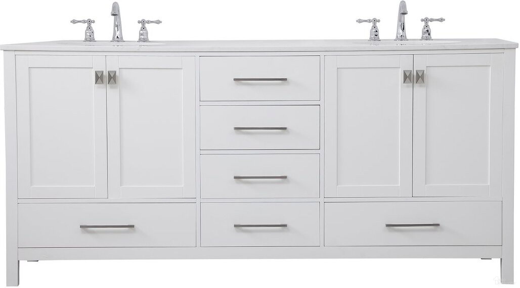 The appearance of Irene 72 Inch Double Bathroom Vanity In White designed by Elegant Lighting in the traditional interior design. This white piece of furniture  was selected by 1StopBedrooms from Irene Collection to add a touch of cosiness and style into your home. Sku: VF18872DWH. Material: Wood.