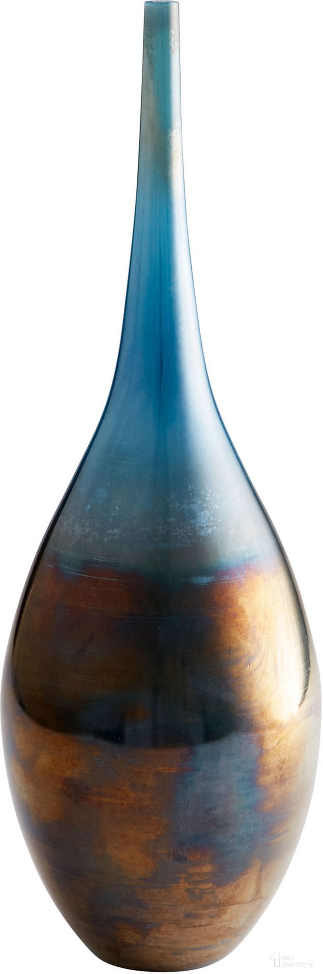 The appearance of Iridescent Sunset Large Ariel Vase designed by Cyan Design in the modern / contemporary interior design. This blue piece of furniture was selected by 1StopBedrooms from Iridescent Collection to add a touch of cosiness and style into your home. Sku: 09650. Material: Glass.