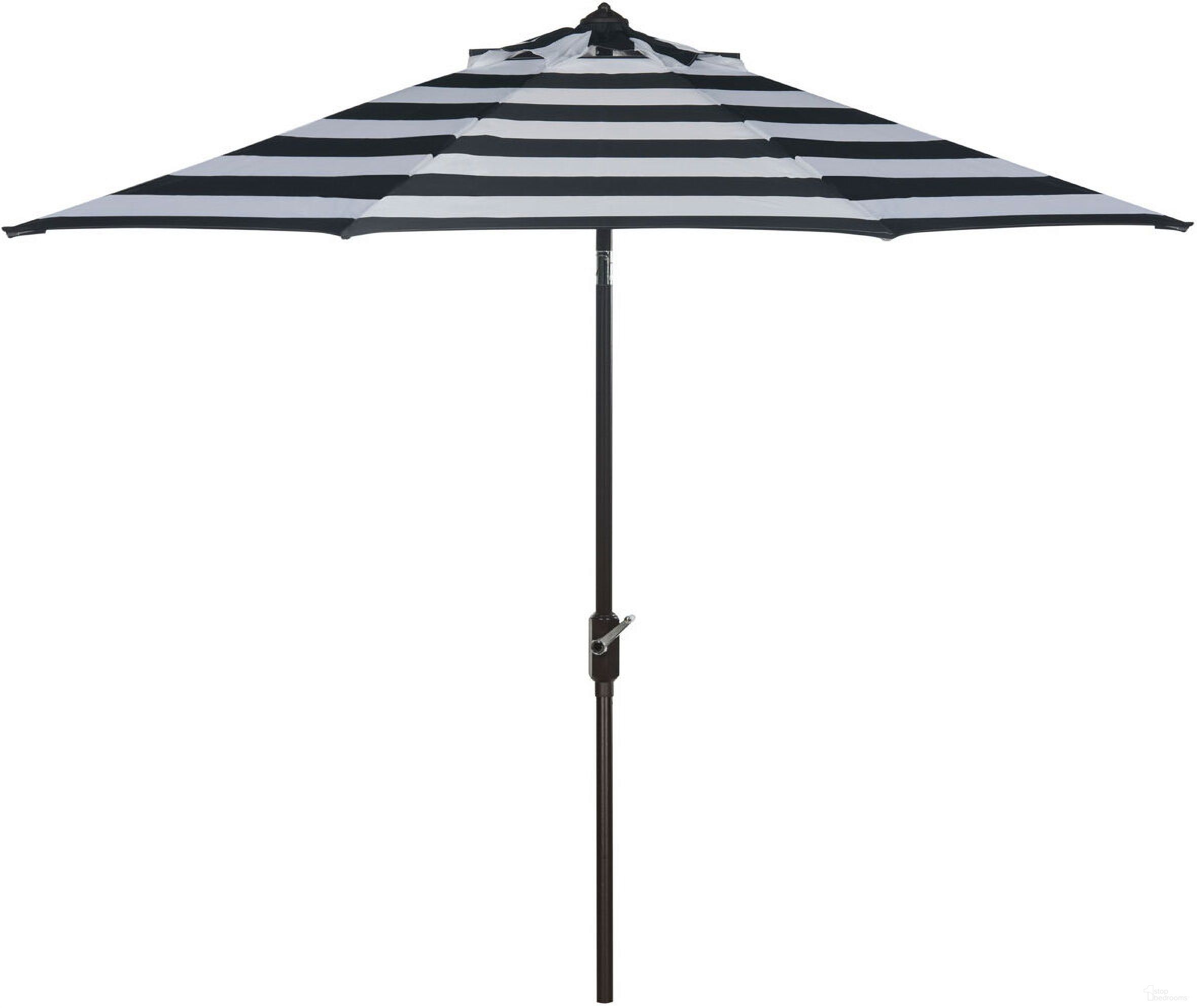 The appearance of Iris Black and White UV-Resistant Fashion Line 9 Auto Tilt Umbrella designed by Safavieh in the modern / contemporary interior design. This black and white piece of furniture was selected by 1StopBedrooms from Iris Collection to add a touch of cosiness and style into your home. Sku: PAT8004A. Material: Aluminum.