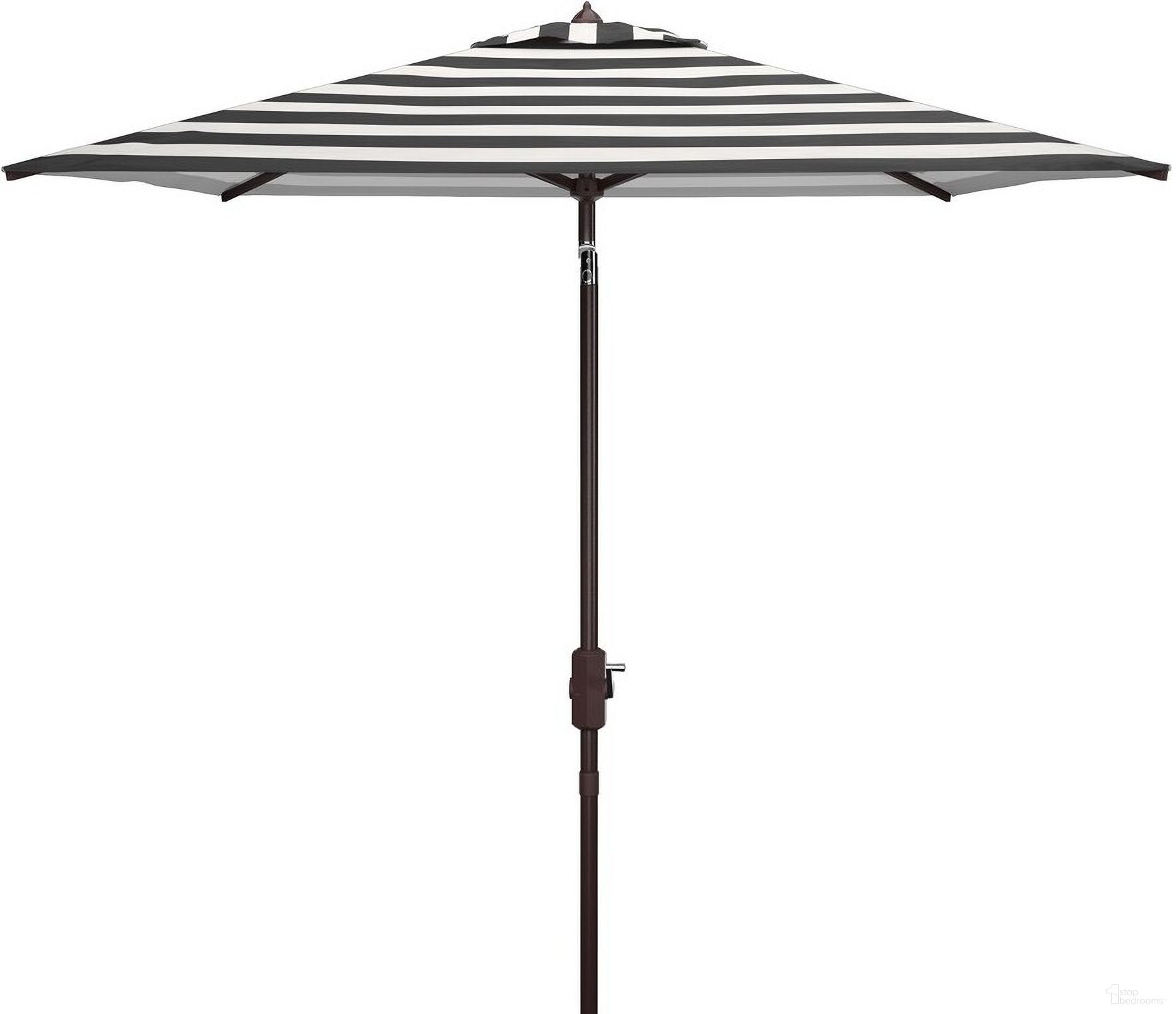 The appearance of Iris Fashion Line 7.5 Ft Square Umbrella In Black and White designed by Safavieh in the modern / contemporary interior design. This black and white piece of furniture was selected by 1StopBedrooms from Iris Collection to add a touch of cosiness and style into your home. Sku: PAT8404A. Material: Aluminum.