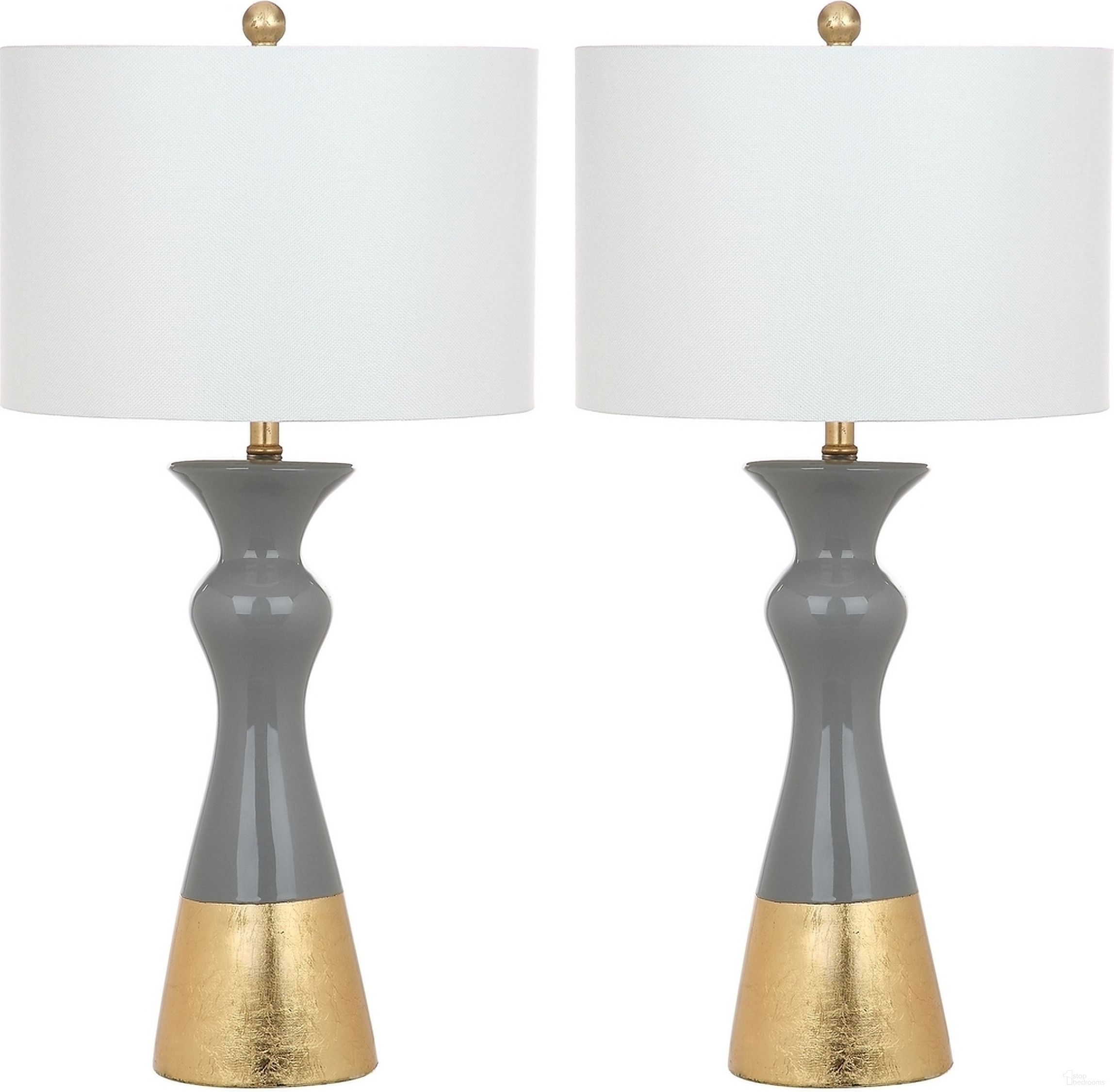 The appearance of Iris Gray and Gold 30.5 Inch Table Lamp Set of 2 designed by Safavieh in the modern / contemporary interior design. This grey and gold piece of furniture was selected by 1StopBedrooms from Iris Collection to add a touch of cosiness and style into your home. Sku: LIT4513A-SET2. Material: Ceramic.