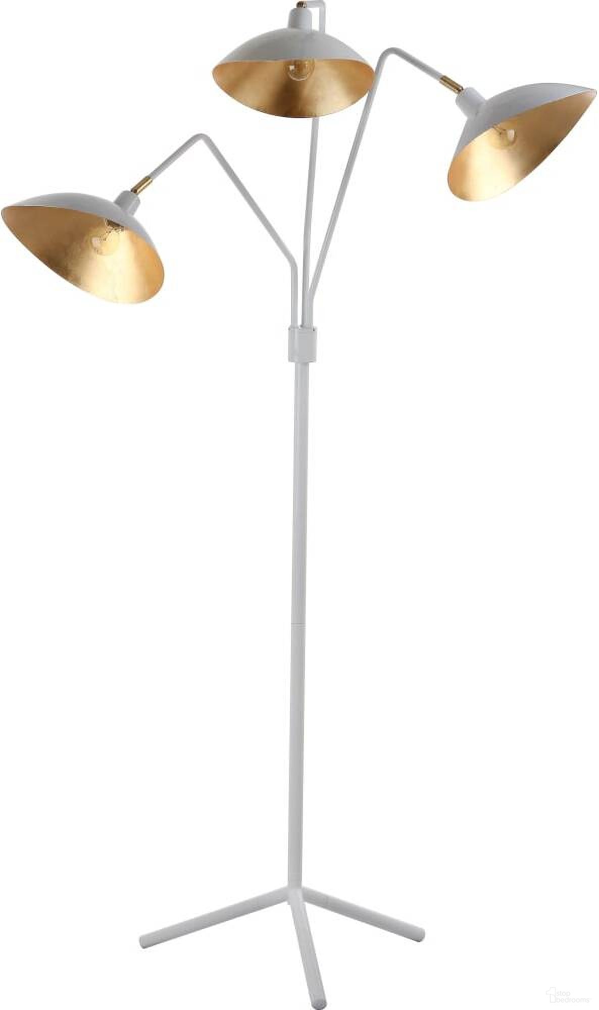 The appearance of Iris White and Gold 69.5 Inch Floor Lamp designed by Safavieh in the modern / contemporary interior design. This white piece of furniture was selected by 1StopBedrooms from Iris Collection to add a touch of cosiness and style into your home. Sku: LIT4361A. Material: Iron.