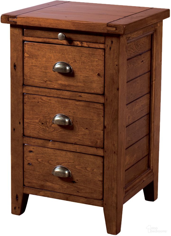 The appearance of Irish Coast 3 Drawer Nightstand In African Dusk designed by LH Imports in the traditional interior design. This brown piece of furniture was selected by 1StopBedrooms from Irish Coast Collection to add a touch of cosiness and style into your home. Sku: ICB011-AD. Material: Pine.