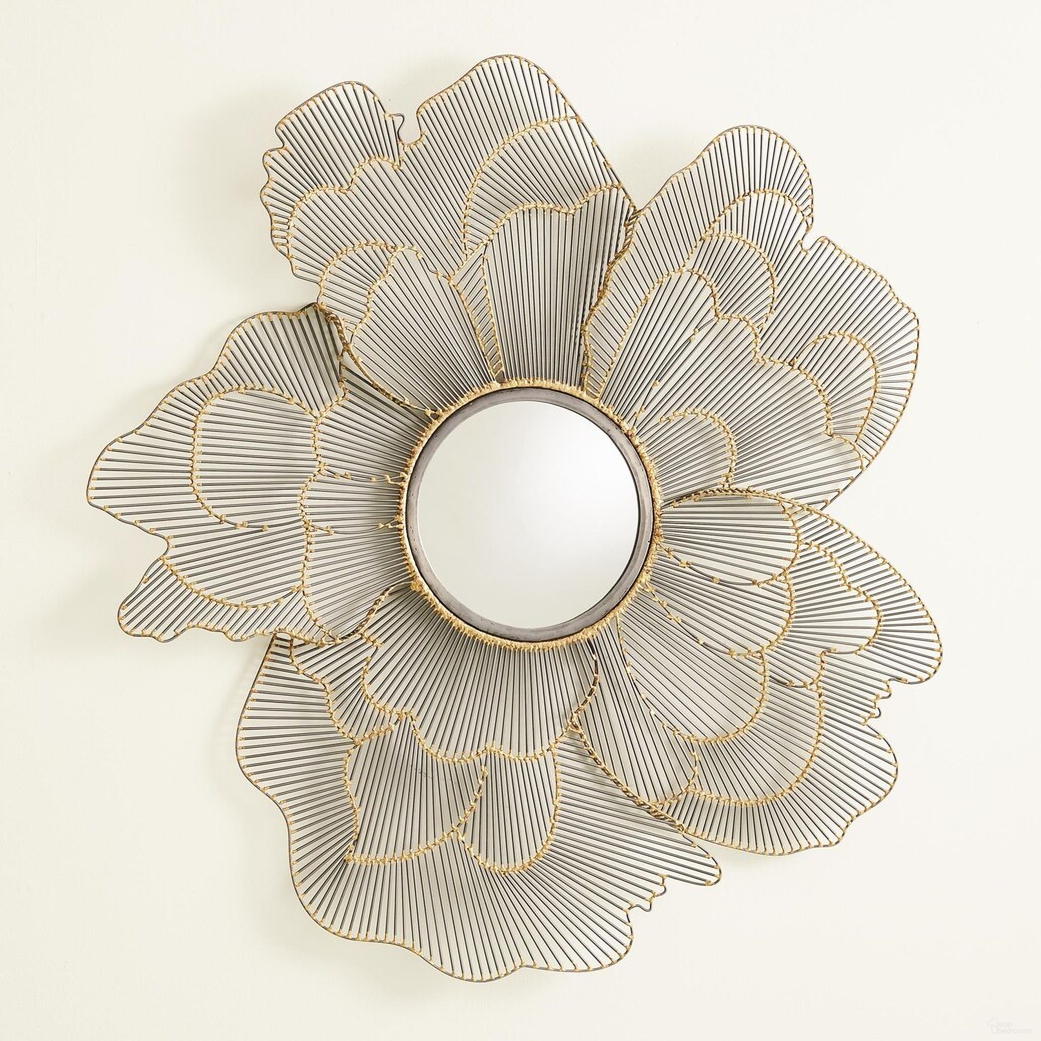 The appearance of Iron Poppy Mirror In Brass designed by Global Views in the modern / contemporary interior design. This brass piece of furniture was selected by 1StopBedrooms from Iron Collection to add a touch of cosiness and style into your home. Sku: 791027. Material: Iron.
