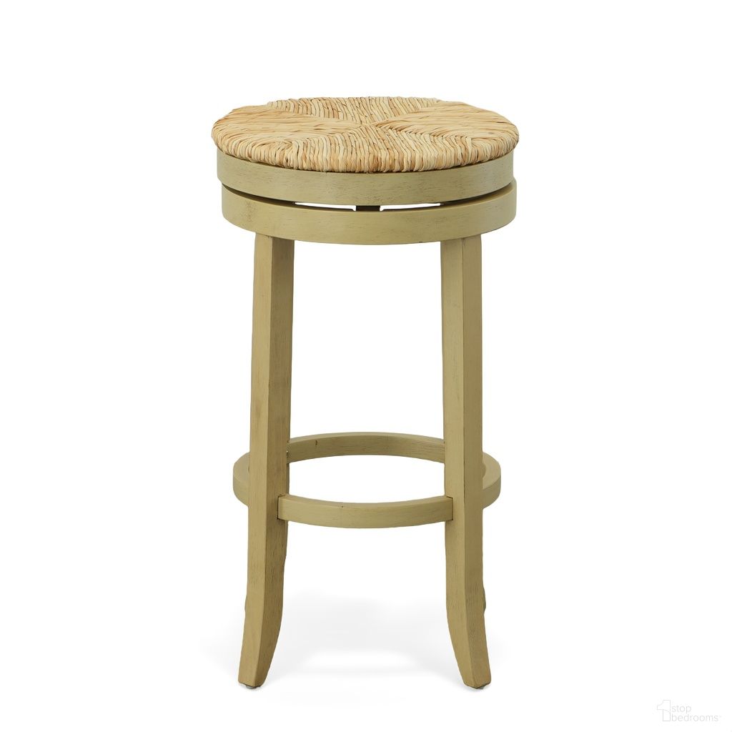 Irving 30 Inch Swivel Rush Seat Barstool In Weathered Gray and Kraft Brown
