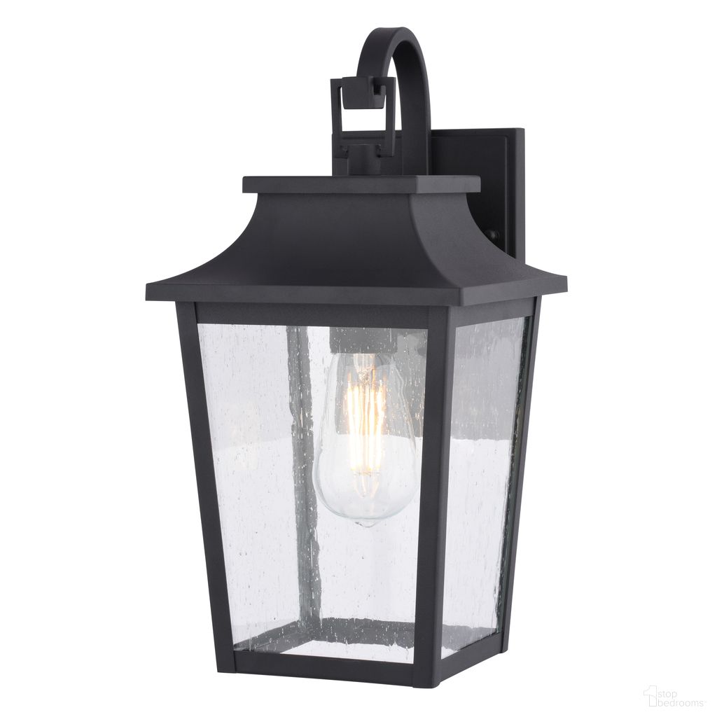 The appearance of Irving Park 13.75 Inch Outdoor Wall Light In Textured Black designed by Vaxcel in the traditional interior design. This textured black piece of furniture was selected by 1StopBedrooms from Irving Park Collection to add a touch of cosiness and style into your home. Sku: T0806. Material: Steel.