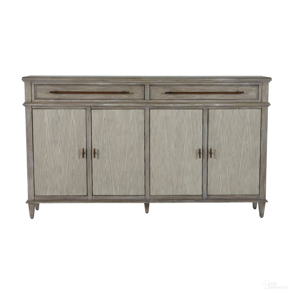 The appearance of Isaac Long Cabinet In Brushed Grey and Antique Bronze designed by Gabby in the transitional interior design. This brushed grey/antique bronze piece of furniture was selected by 1StopBedrooms from Isaac Collection to add a touch of cosiness and style into your home. Sku: SCH-169265. Material: Mindi Veneer.