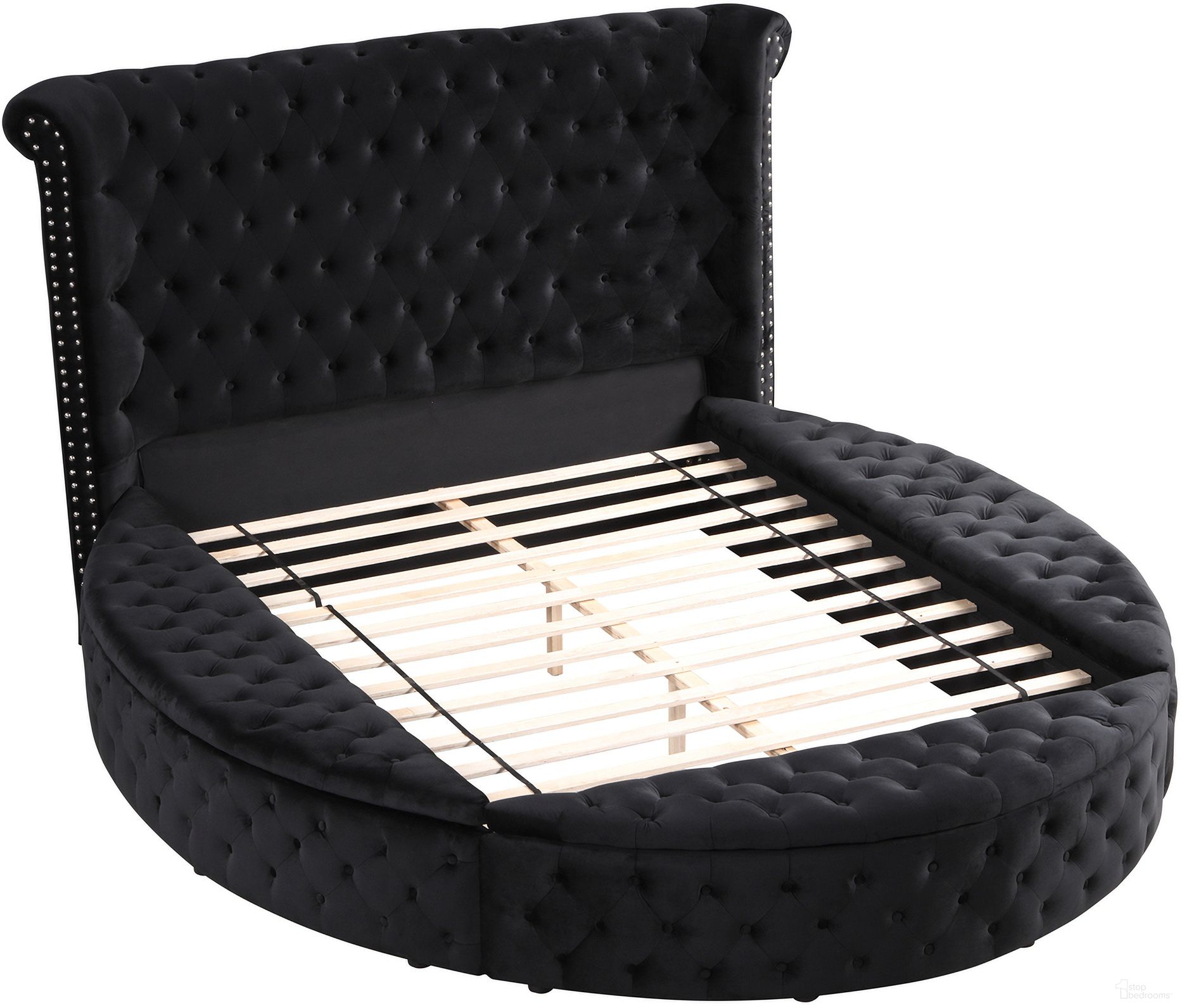 Isabella Velvet Platform King Bed With Storage In Black