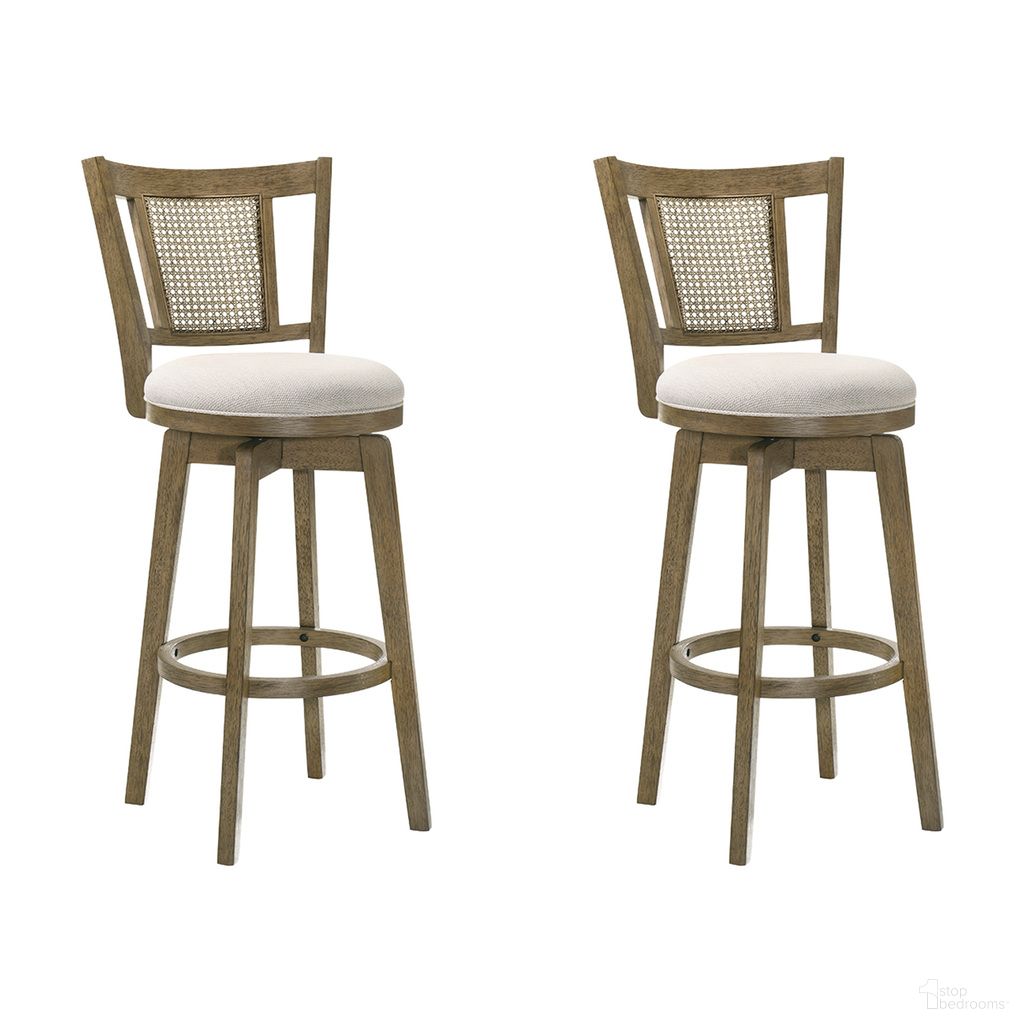 Isla 26 Inch Counter Height Swivel Barstool Set of 2 In Cream and Putty Brown