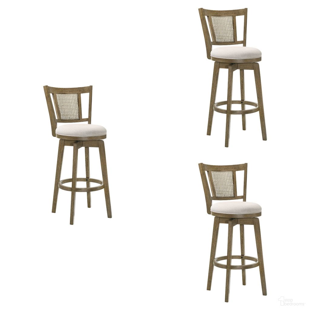 Isla 26 Inch Counter Height Swivel Barstool Set of 3 In Cream and Putty Brown